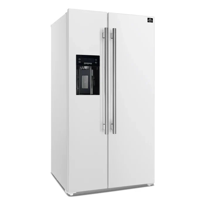 Forno Espresso Salerno 36 Inch 20 cu.ft Side by Side Refrigerator with Water Dispenser - Energy Efficient Stainless Steel Fridge for Kitchen, Office, or Restaurant (Model FFRBI1844)