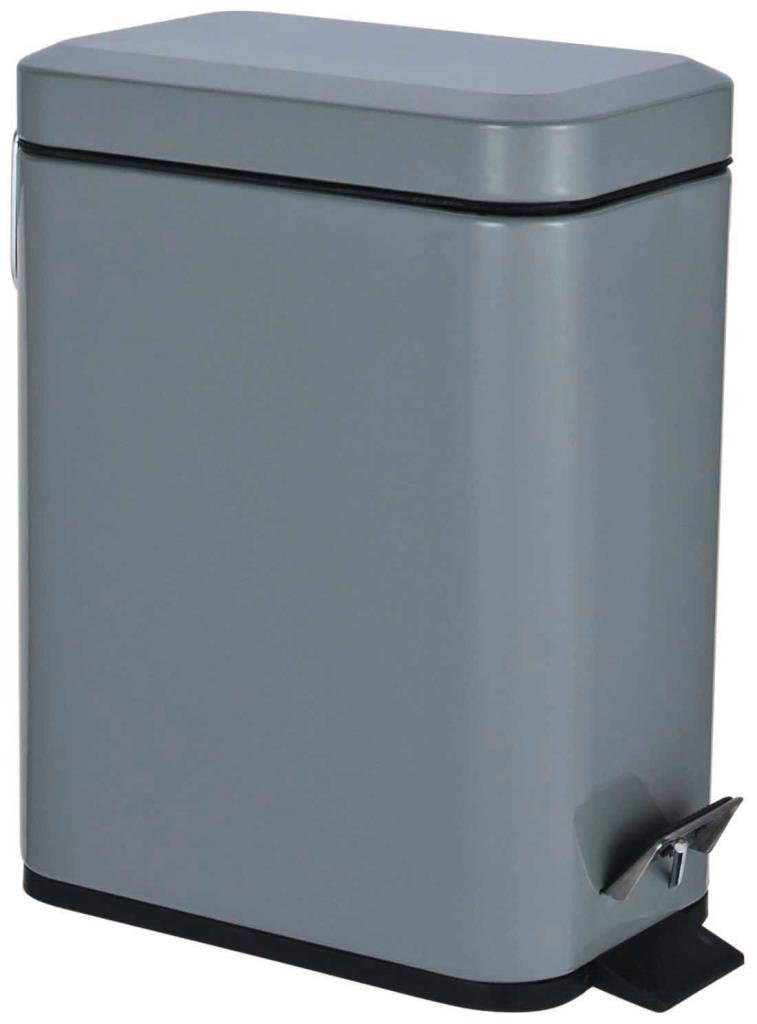 HOMION 5L Slim Rectangular Pedal Trash Can - Stainless Steel Bathroom Waste Bin with Removable Bucket, Easy to Clean - Space-Saving Design for Toilet, Office, Kitchen & Small Spaces (Grey)