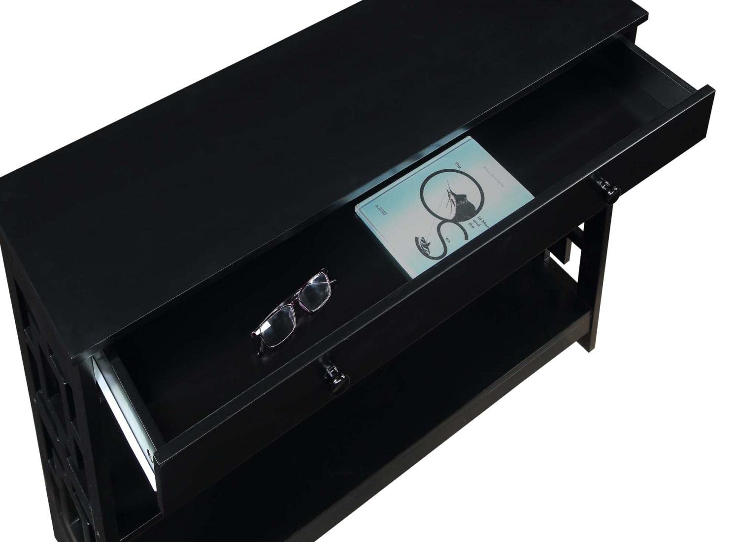 Convenience Concepts Town Square Console Table - Modern Black Entryway Table for Hallway, Living Room & Home Decor | Stylish & Functional Furniture for Small Spaces