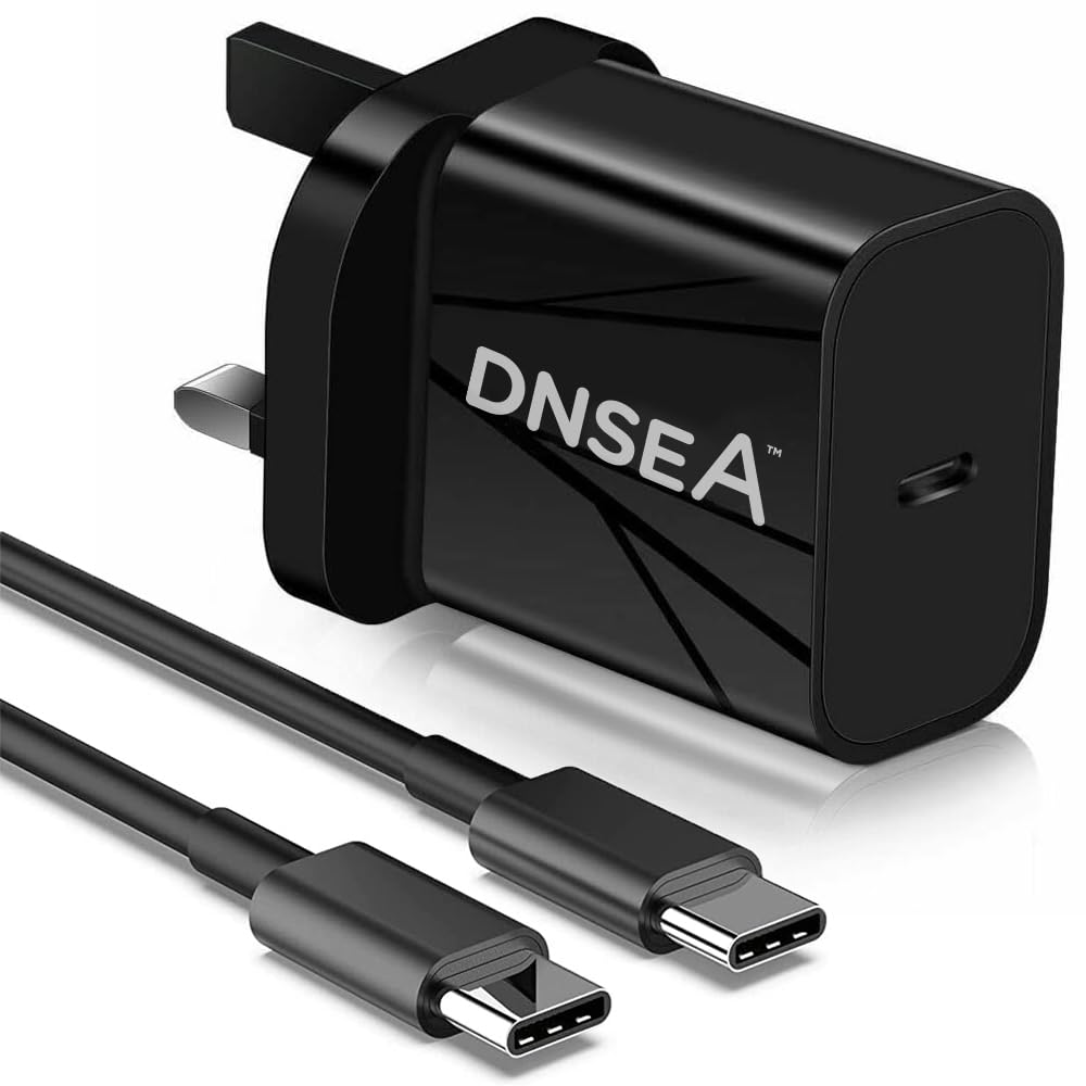 20W USB C Fast Charger & Cable for Samsung Galaxy A35 5G - UK 3-Pin Wall Plug with 1M High-Speed Charging Cable - Quick Charge Adapter for Home, Office & Travel (Black)
