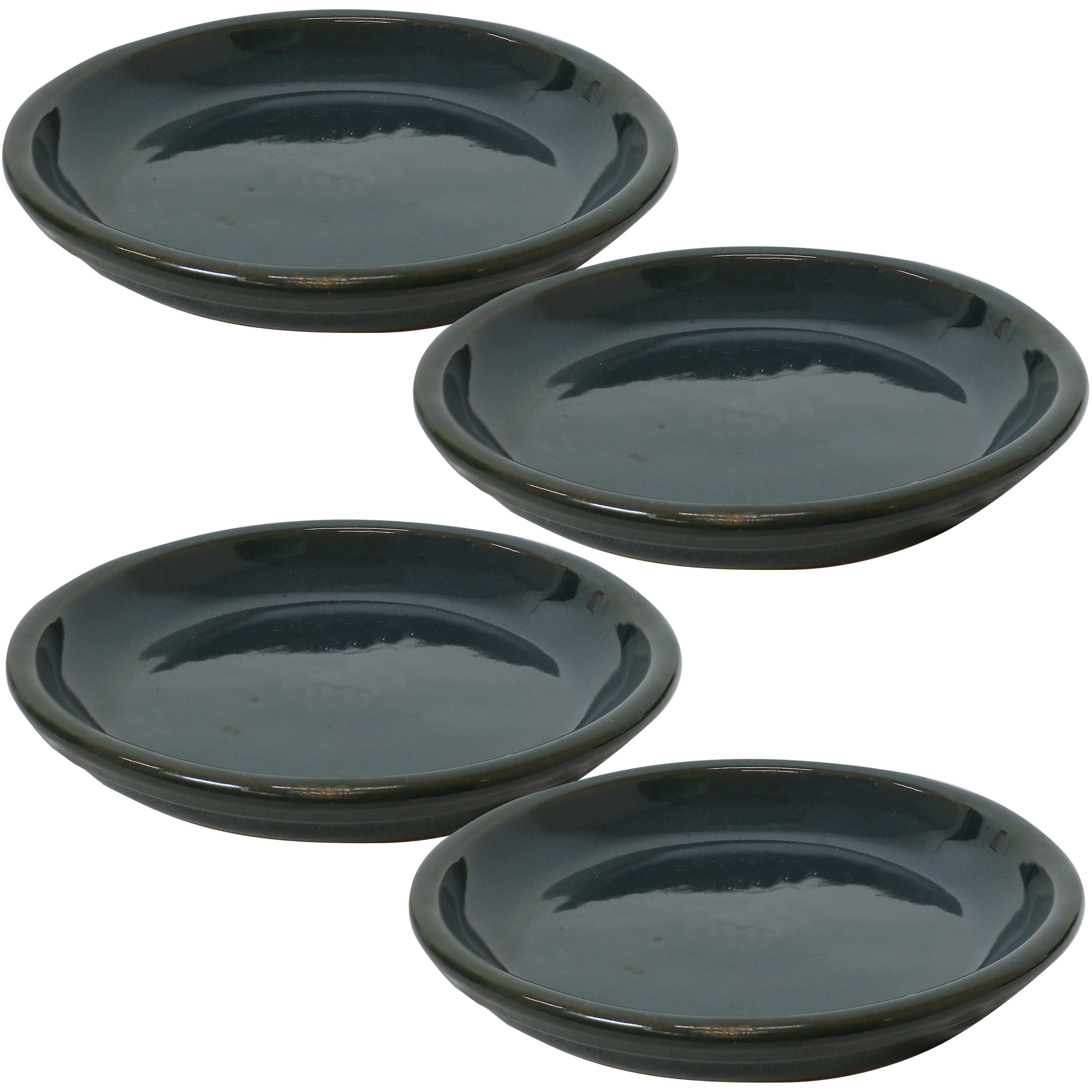 Sunnydaze 4-Pack Glazed Ceramic Plant Saucers for Indoor & Outdoor Potted Plants – Perfect for Home, Garden, and Patio Decor