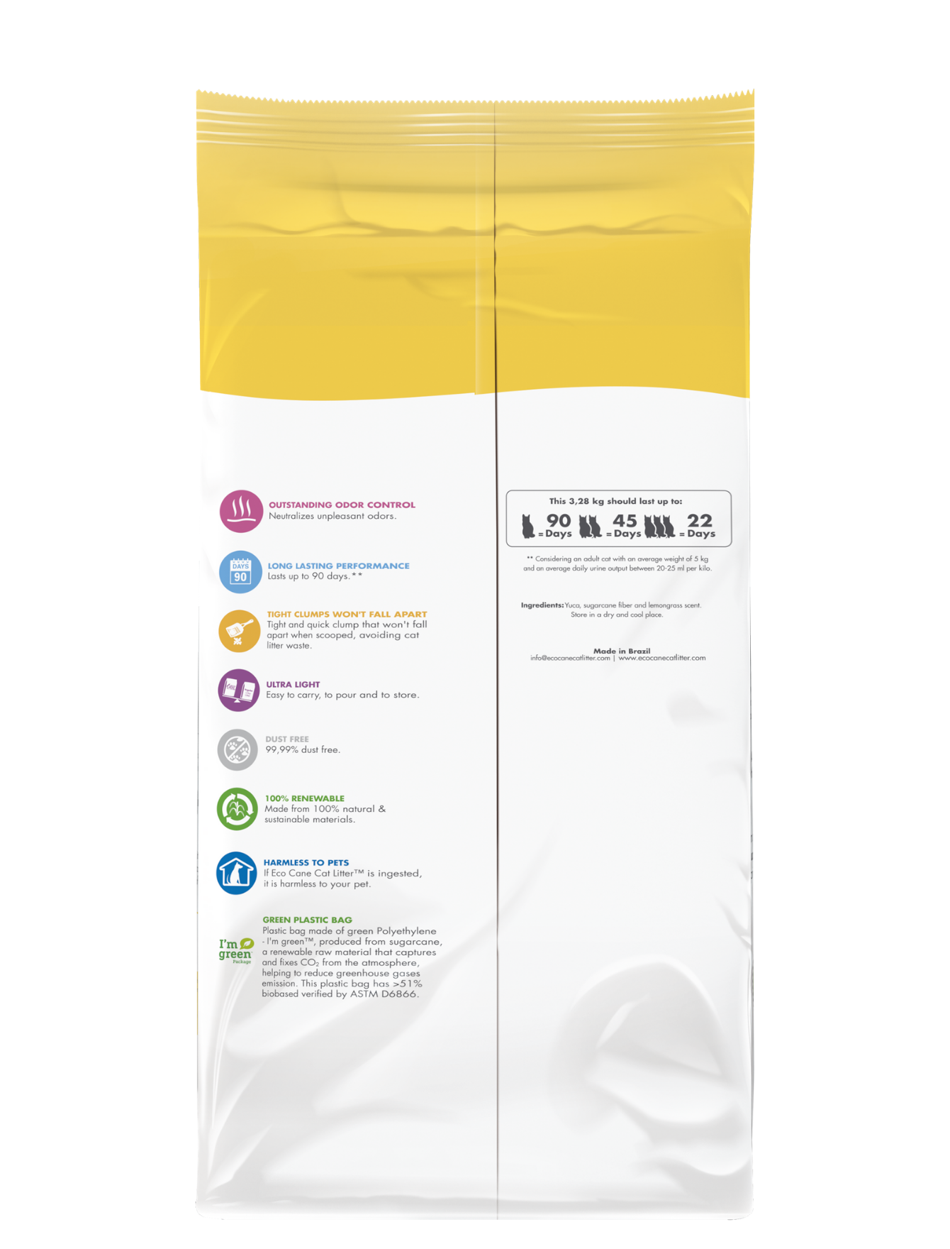 Eco-Friendly Lemongrass Scented Cat Litter - 7.23 lbs Natural Odor Control for Multi-Cat Homes | Perfect for Small Spaces & Litter Boxes