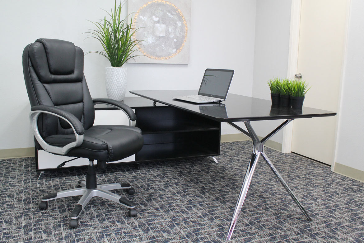 Premium Boss B8601 Executive LeatherPlus Office Chair - Ergonomic Fully Assembled High Back Desk Chair for Home & Business Use - Ideal for Long Hours of Comfortable Sitting