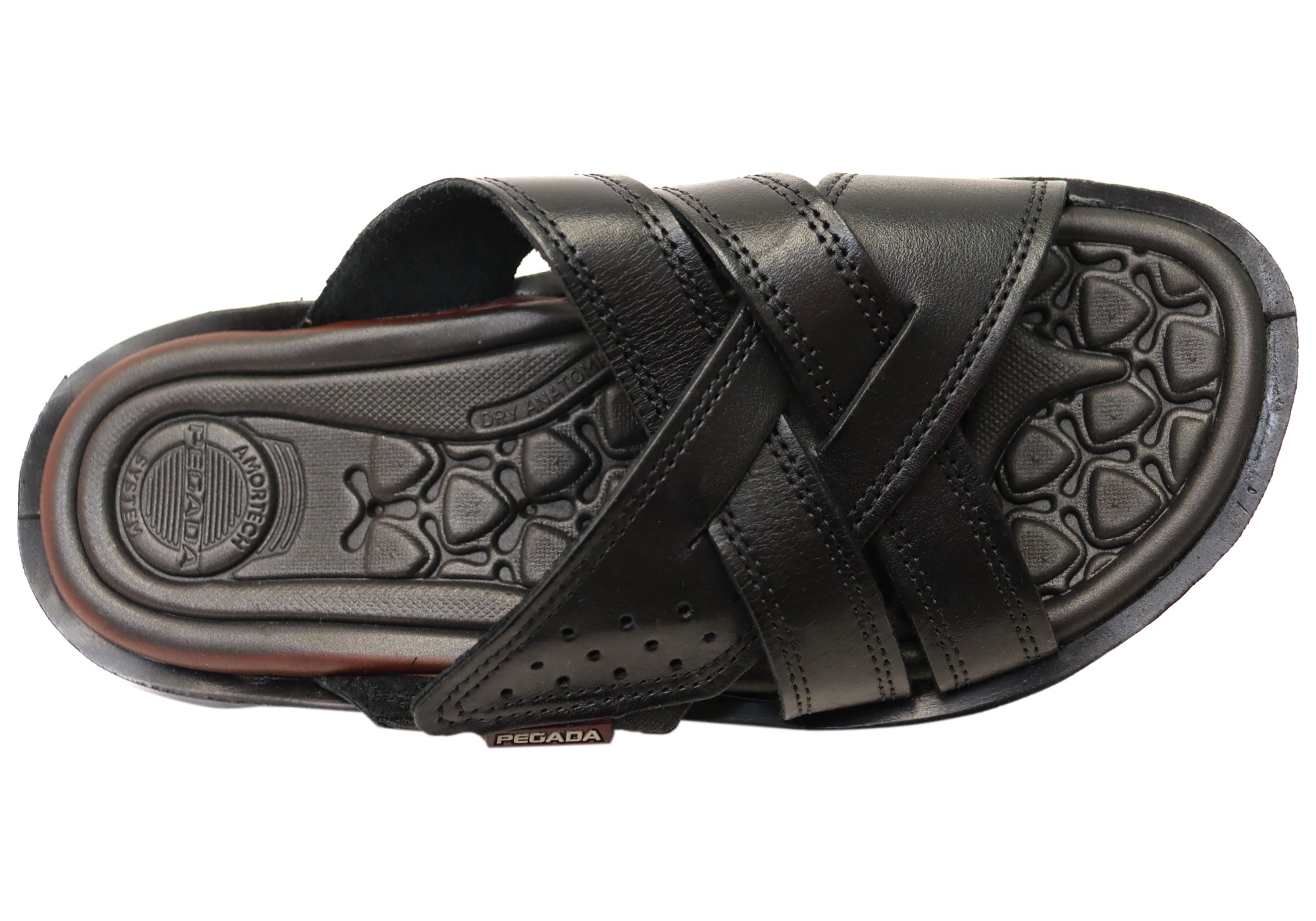 Freddie Men's Comfortable Leather Slides Sandals - Handmade in Brazil - Perfect for Beach, Pool & Casual Summer Wear