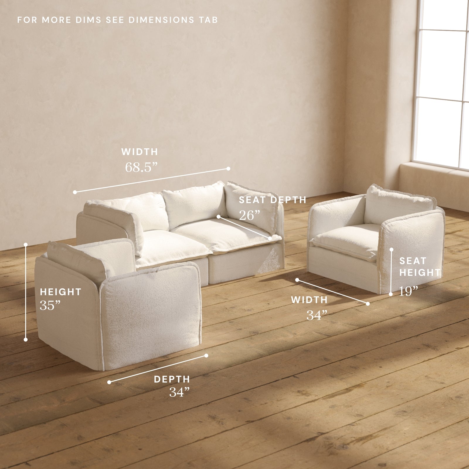 Premium Modular Performance 2-Seater Sofa with Armchair Set in Luxe Mousse Fabric | Contemporary Living Room Furniture for Small Spaces & Apartments | Perfect for Lounging, Entertaining & Relaxing