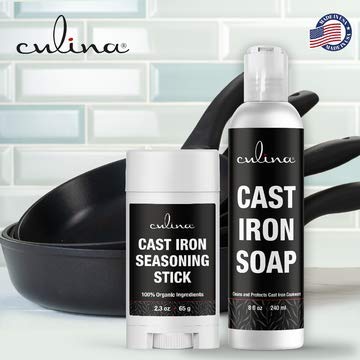 Premium Cast Iron Seasoning Stick & Soap Set - All Natural Cleaning & Non-Stick Cooking Kit for Cast Iron Skillets, Pans & Grills | Restores & Protects Cookware | Perfect for Camping, Outdoor Cooking & Home Kitchen Use