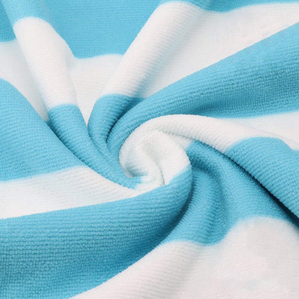 Premium Microfiber Travel Beach Towel - Lightweight, Super Absorbent & Quick Dry - Tropical Striped Design (Blue) - Perfect for Pool, Gym, Yoga & Outdoor Adventures
