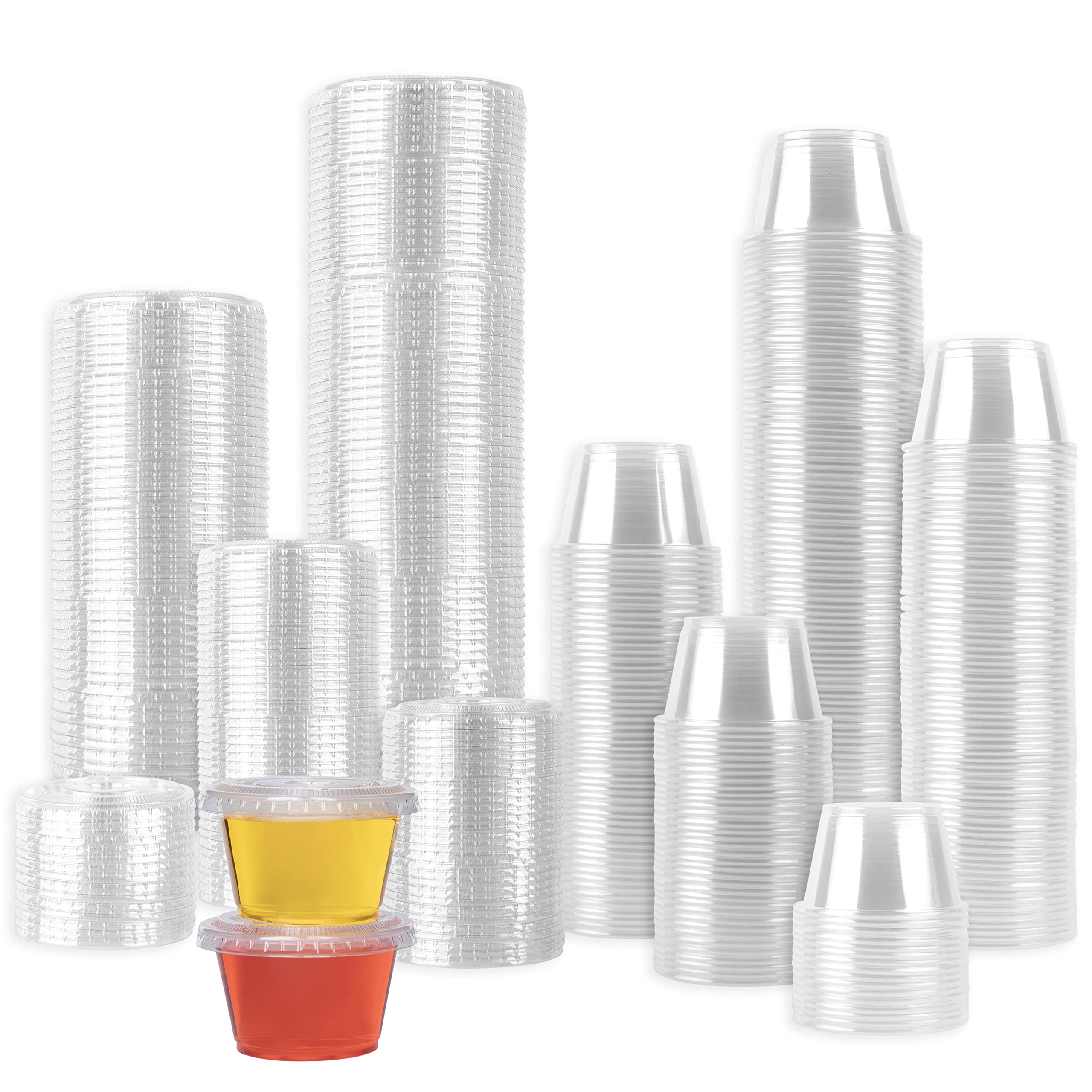 300 Sets - 4 oz. Plastic Jello Shot Cups with Lids | Condiment Containers, Sauce Cups, Portion Cups for Parties, Catering & Food Storage | BPA-Free Small Plastic Containers with Lids | Perfect for Desserts, Dips, Dressings & Meal Prep