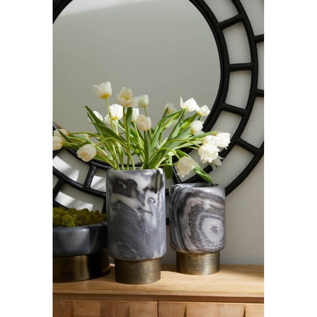 Cyan Design 11648 Roma Vase - Antique Brass & Grey Marble Decorative Vase for Home Decor, Wedding Centerpiece, and Luxury Gift