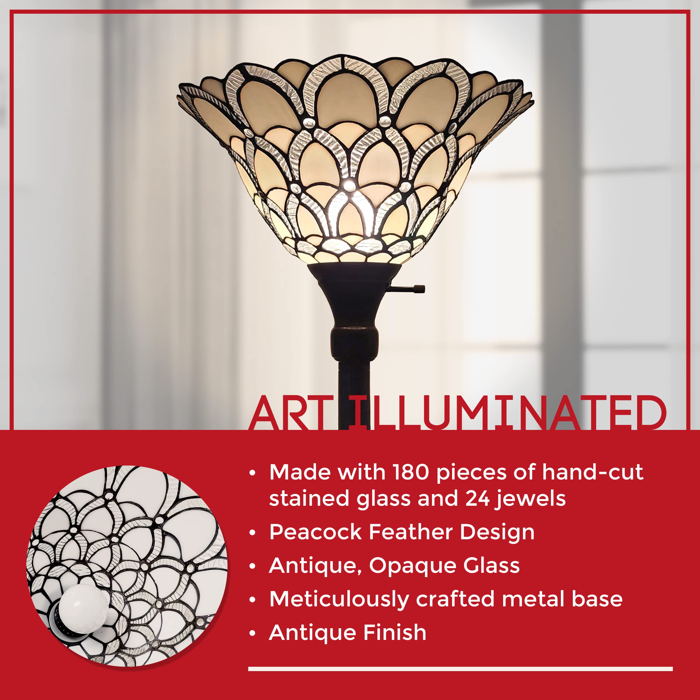 Amora Tiffany Floor Lamp Torchiere - 69