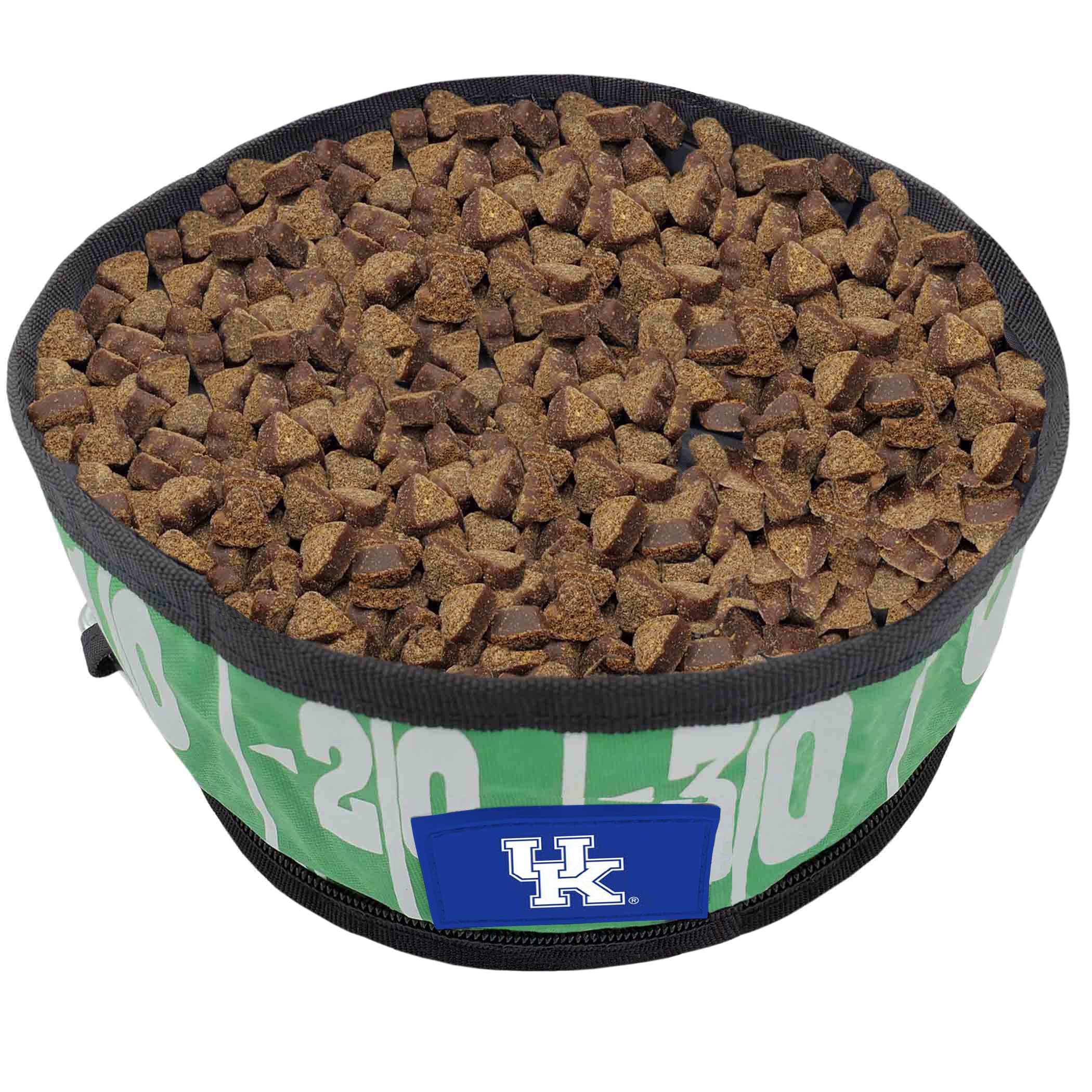 NCAA Kentucky Wildcats Collapsible Dog Travel Bowl - Portable Pet Food & Water Dish for Dogs & Cats | Leak-Proof, Lightweight Football Field Design | Perfect for Hiking, Camping & Road Trips