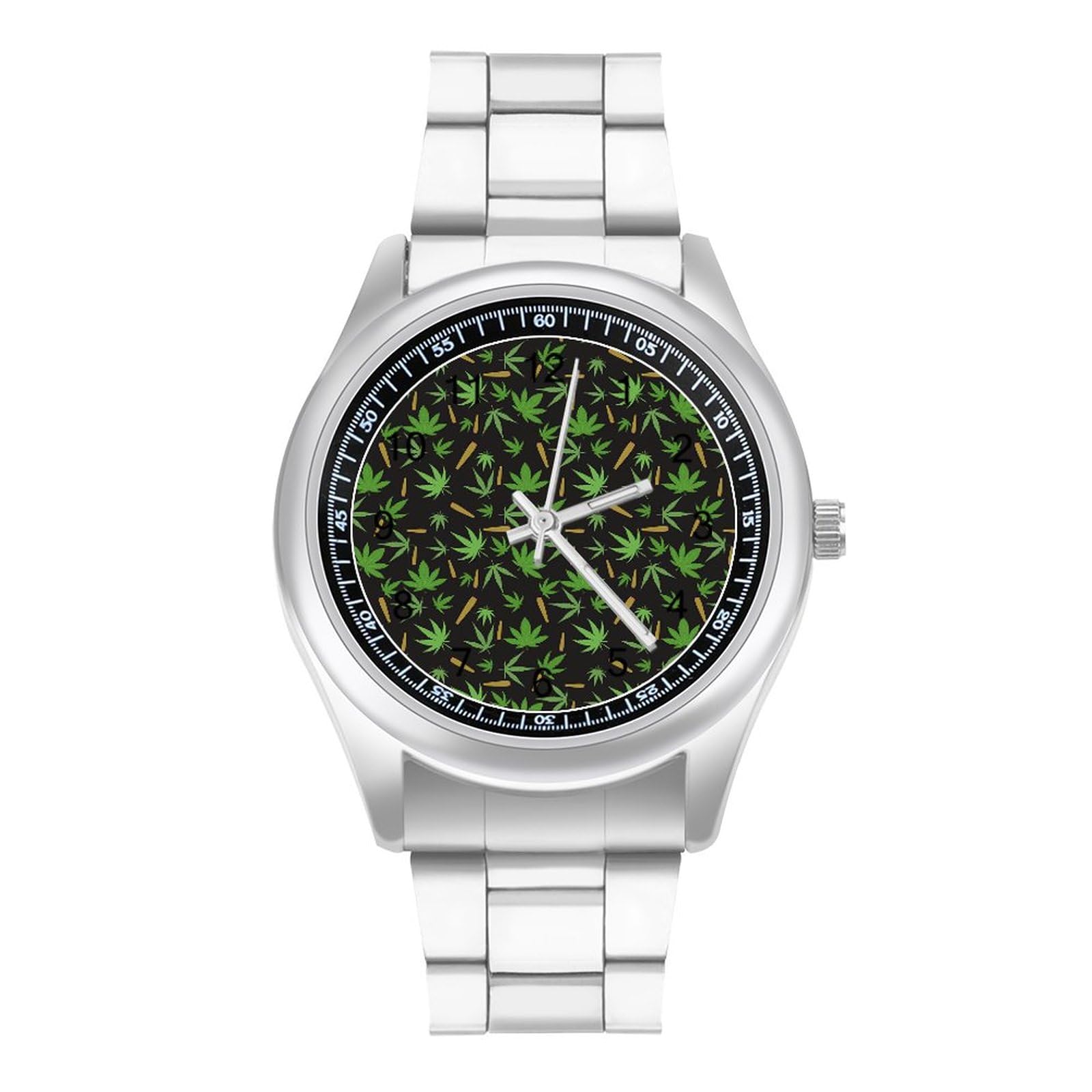 Automatic Weed & Marijuana Themed Watches for Men & Women - Stainless Steel Fashion Wristwatch with Bracelet Style - Perfect for Stoner Lifestyle, 420 Events & Cannabis Enthusiasts