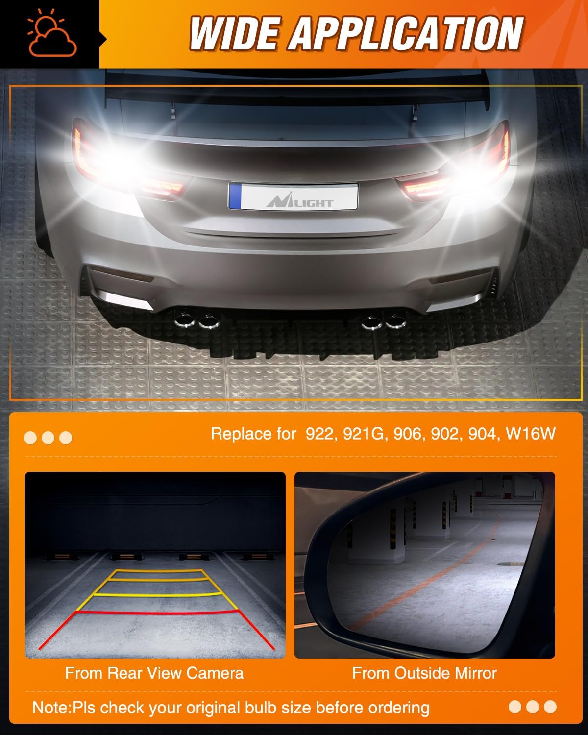 921 912 T15 906 922 W16W 3020 27SMD 6500K Xenon White LED Bulbs (2-Pack) - Perfect for Car Interior, License Plate, Dome, and Map Lights Replacement