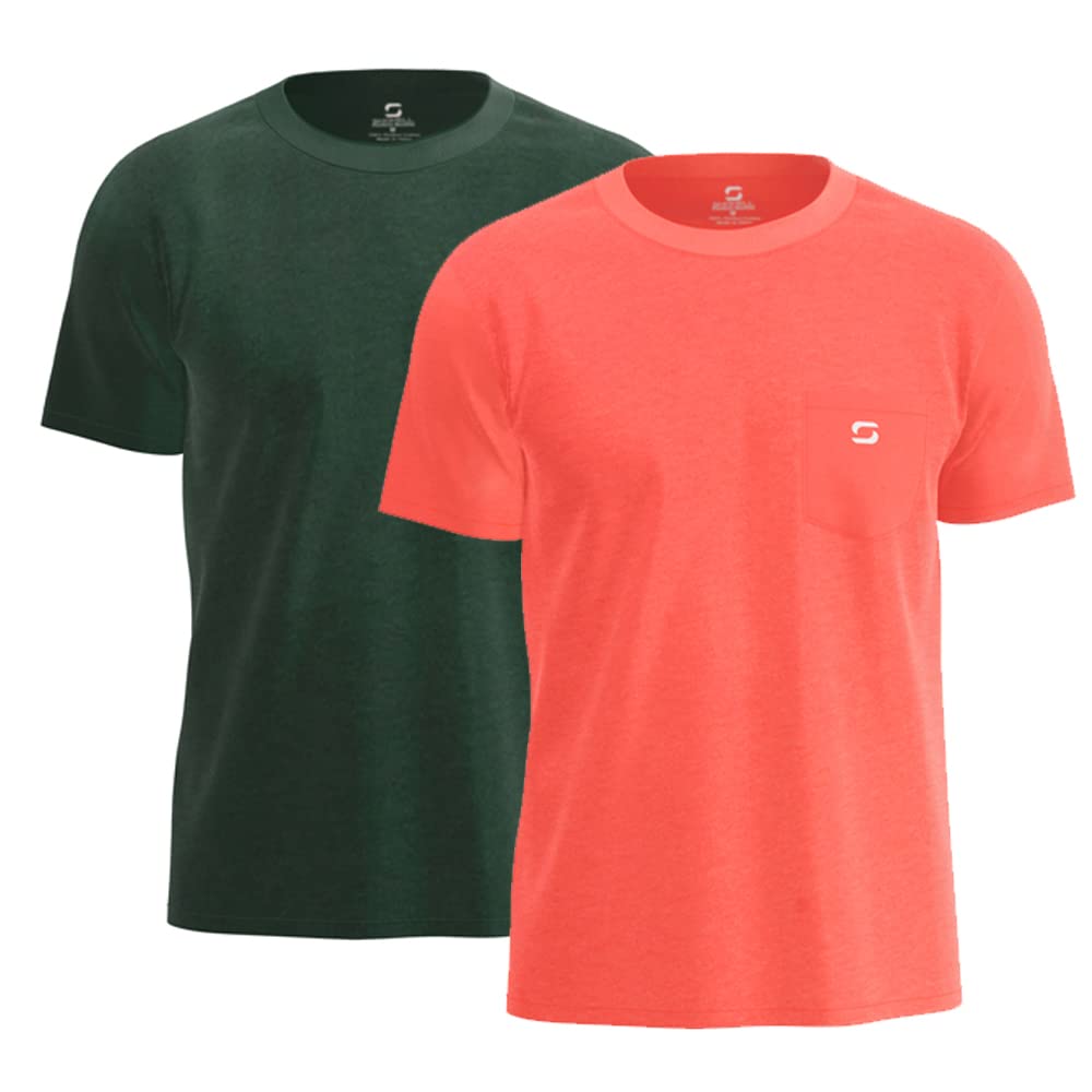 SHOHELL Men's Cotton Pocket T-Shirts Multipack - Soft Comfortable Crew Neck Tees for Casual Wear, Work & Everyday Outfits