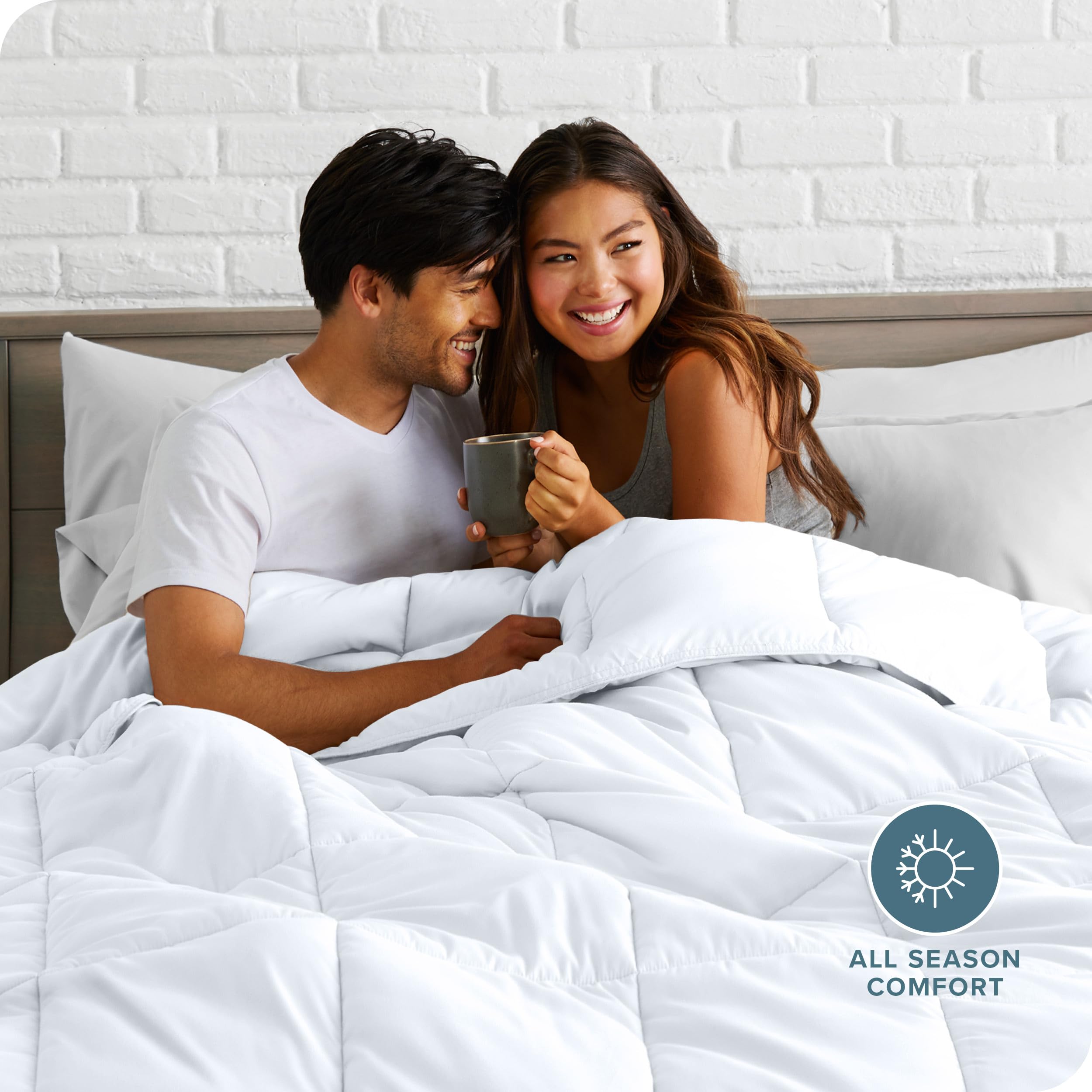 Bare Home Ultra-Soft Goose Down Alternative Comforter Set - Premium 1800 Series All-Season Warmth - Twin/Twin XL White Bedding for Cozy Sleep & Guest Room Comfort