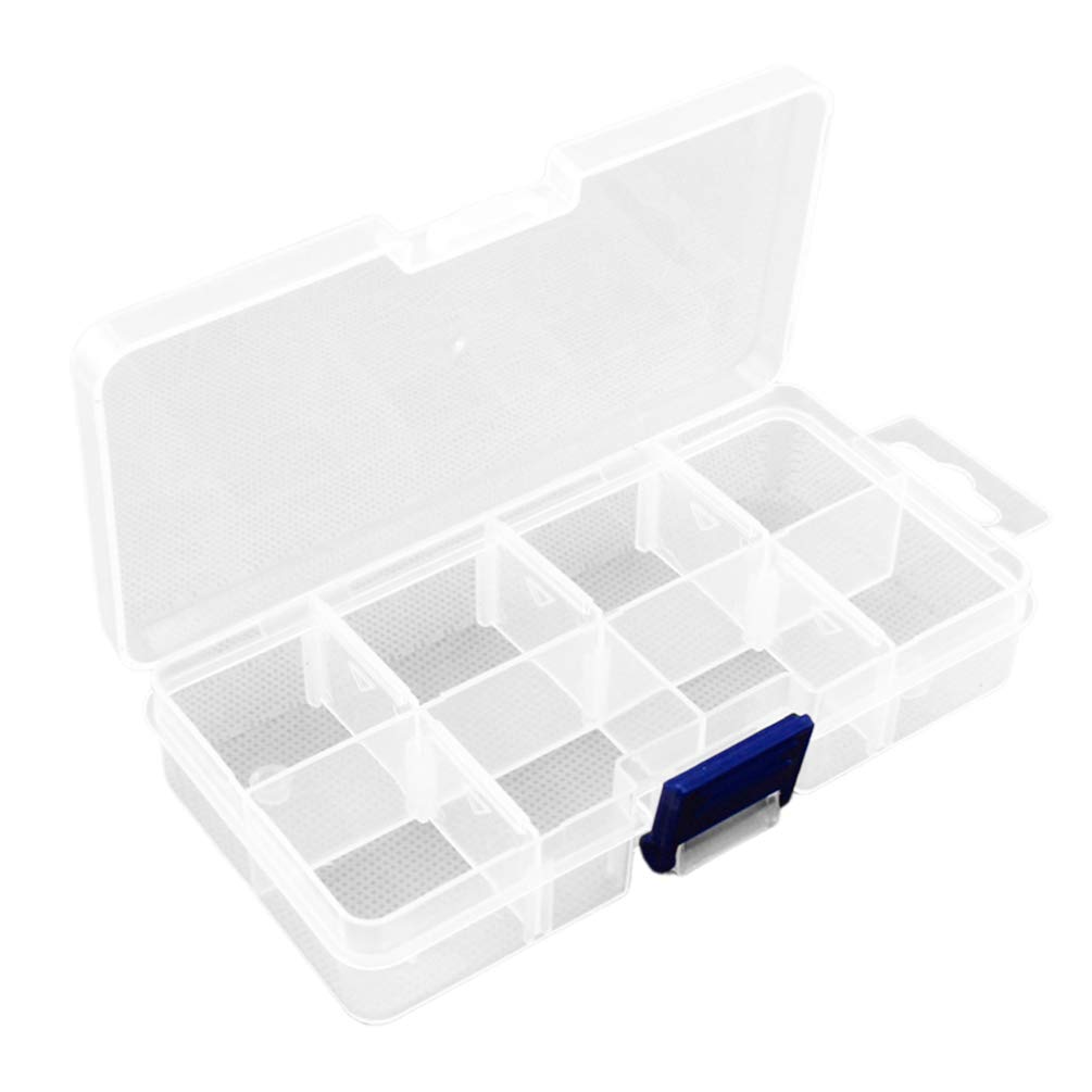 EXCEART Clear Plastic Jewelry Storage Box with Adjustable Dividers - 8 Compartment Bead Organizer for Earrings, Rings, Nail Tools & Makeup Accessories | Dustproof Display Case for Home, Salon & Travel Use
