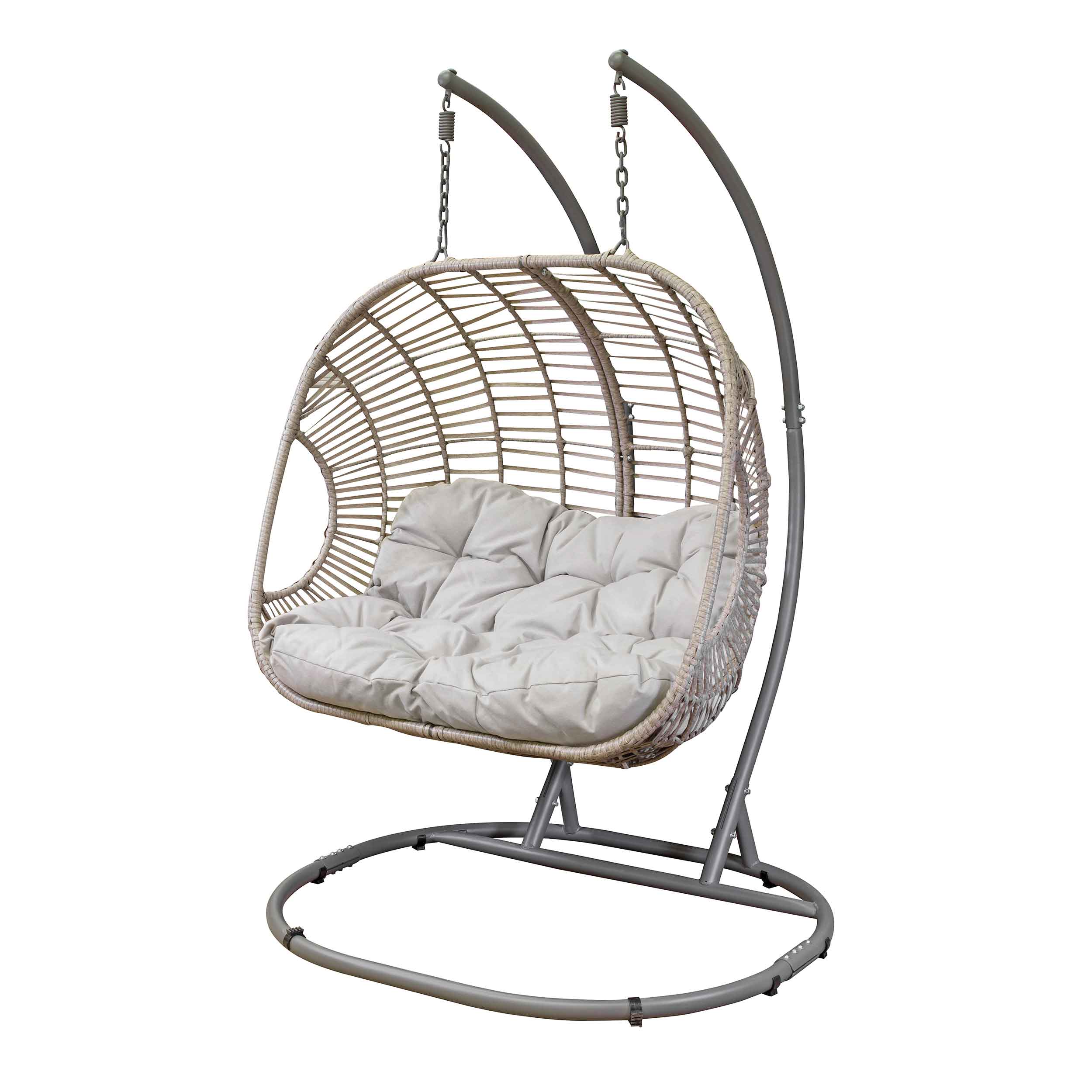Hanging Egg Chair with Wicker Rattan Basket & Sturdy Steel Frame - Perfect for Patio, Garden, Balcony or Indoor Relaxation