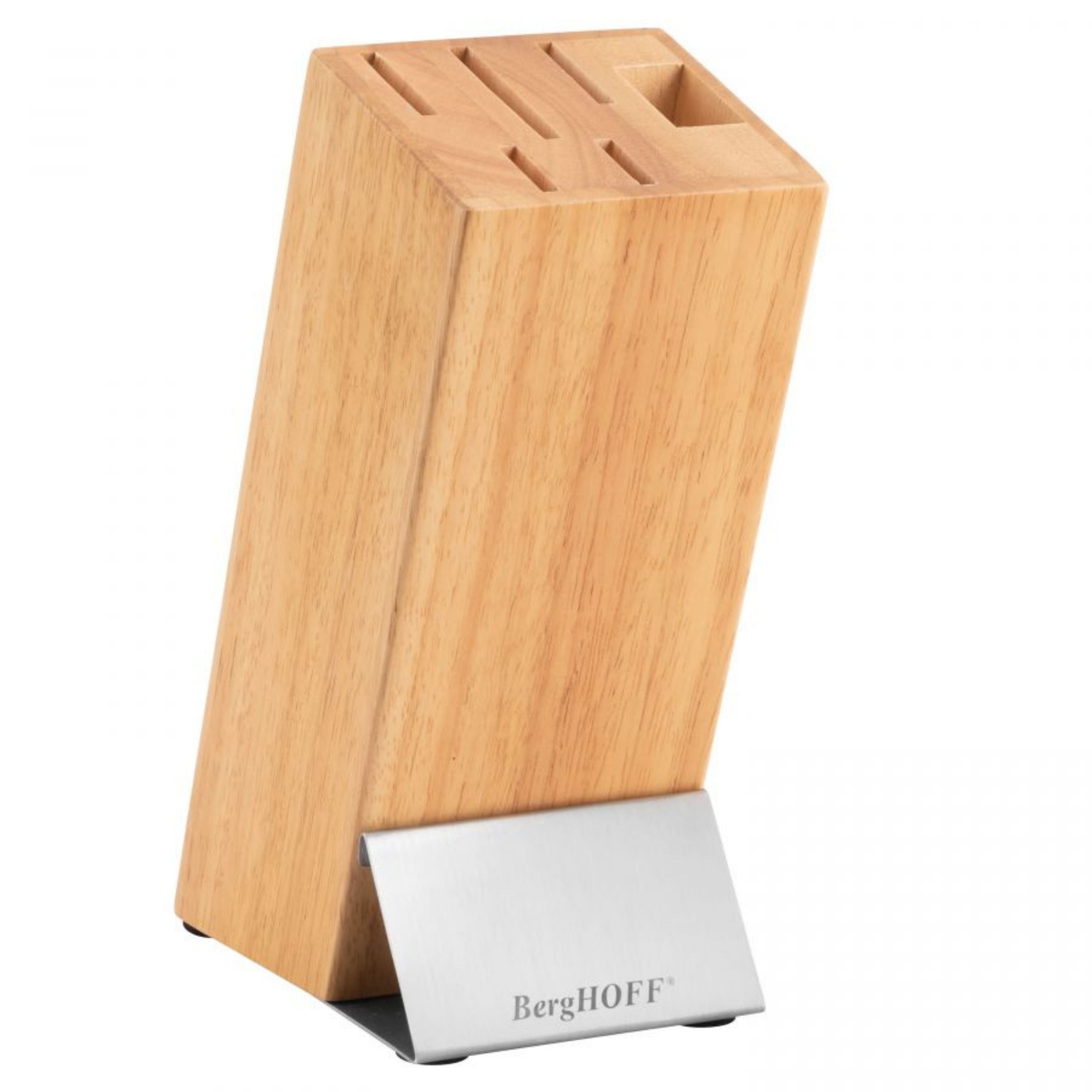 BergHOFF Quadra 7-Piece Stainless Steel Cutlery Set with Wooden Block & Non-Slip Base - Perfect for Dining, Gifting & Kitchen Essentials