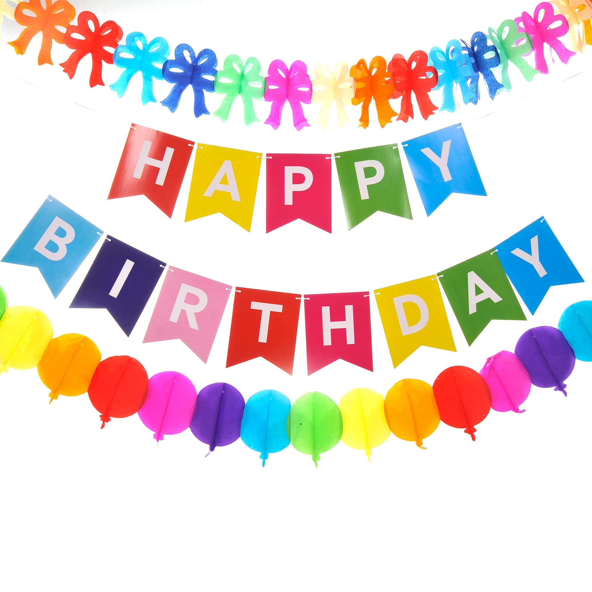 PowerTRC Kids Birthday Party Decorations Set - Rainbow Theme with Banner, Paper Pom Poms & Garlands | Colorful DIY Party Supplies for Birthday Celebrations, Classroom Events & Baby Showers