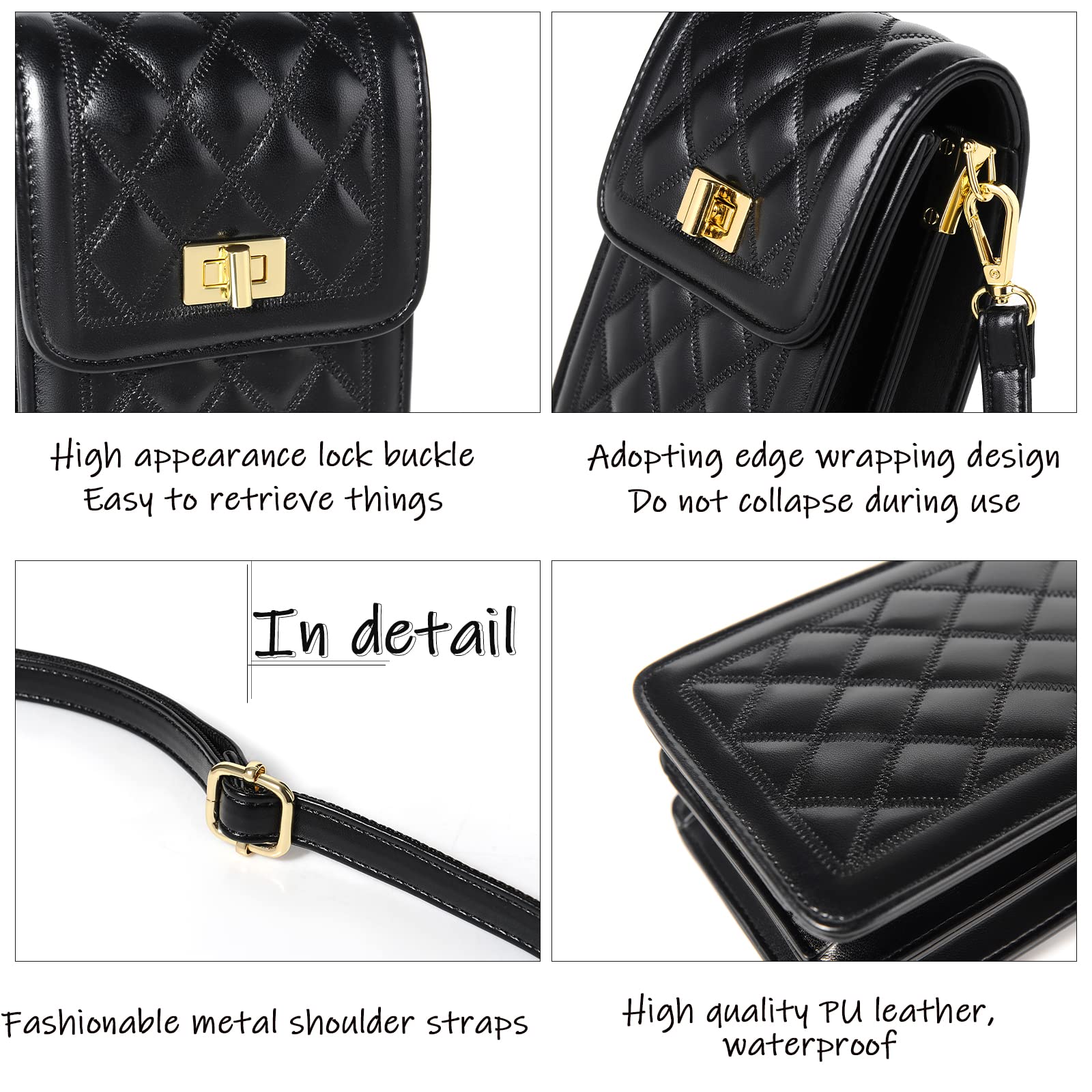 FSD.WG Women's Small Crossbody Leather Phone Purse - Mini Messenger Shoulder Bag with Wallet - Perfect for Travel, Shopping & Everyday Use