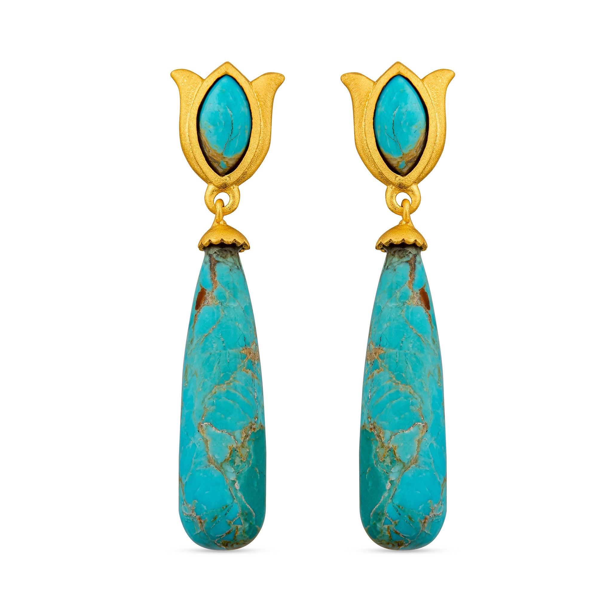 Verona Tulip Drop Earrings - Turquoise Blue Dangle Earrings for Women | Perfect for Weddings, Parties & Special Occasions