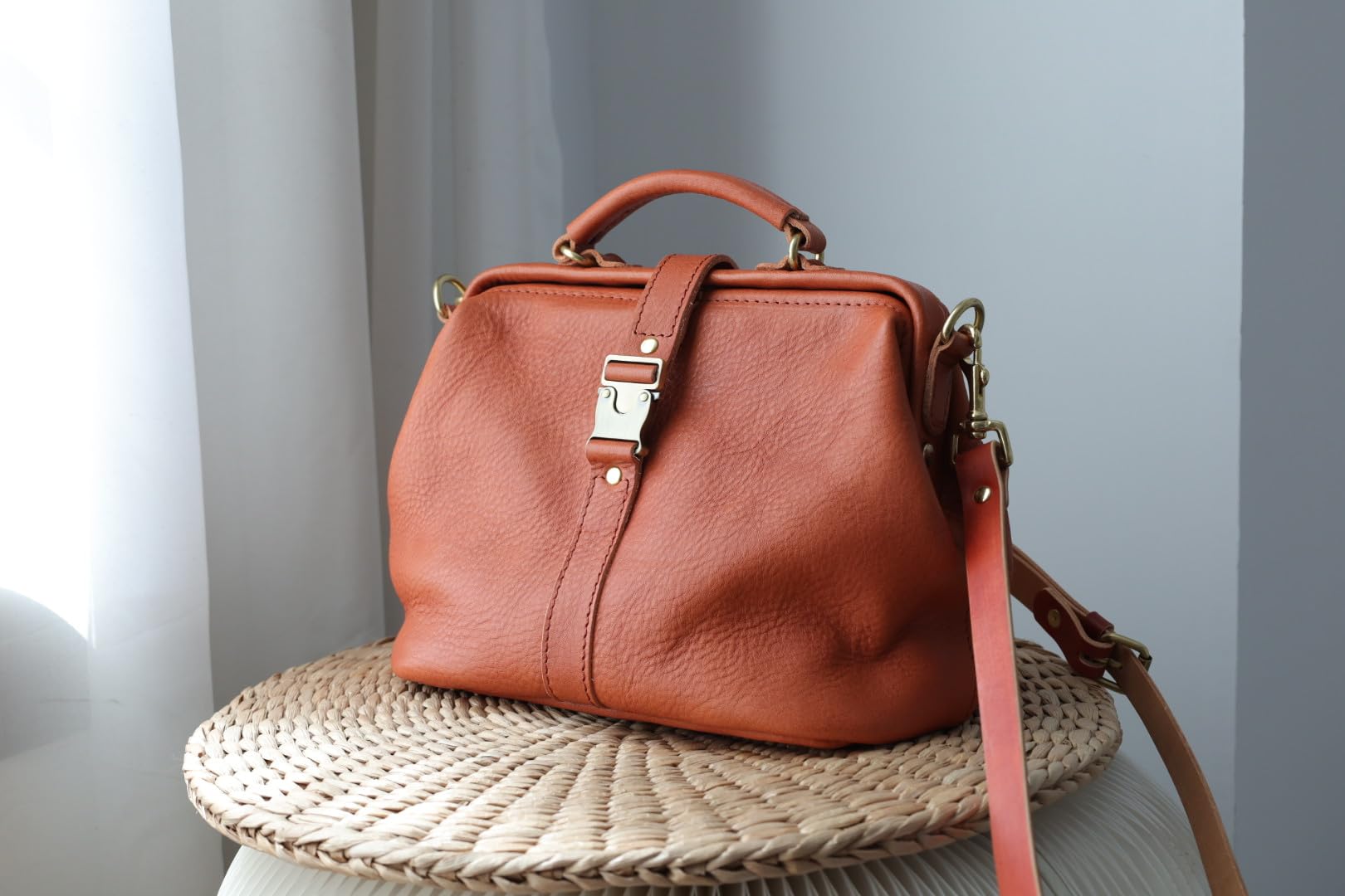 Premium Soft Leather Doctor's Bag – Stylish Medical Bag, Shoulder Purse, Monogrammed Leather Handbag for Everyday Carry (Brown) – Perfect for Work, Travel & Professional Use