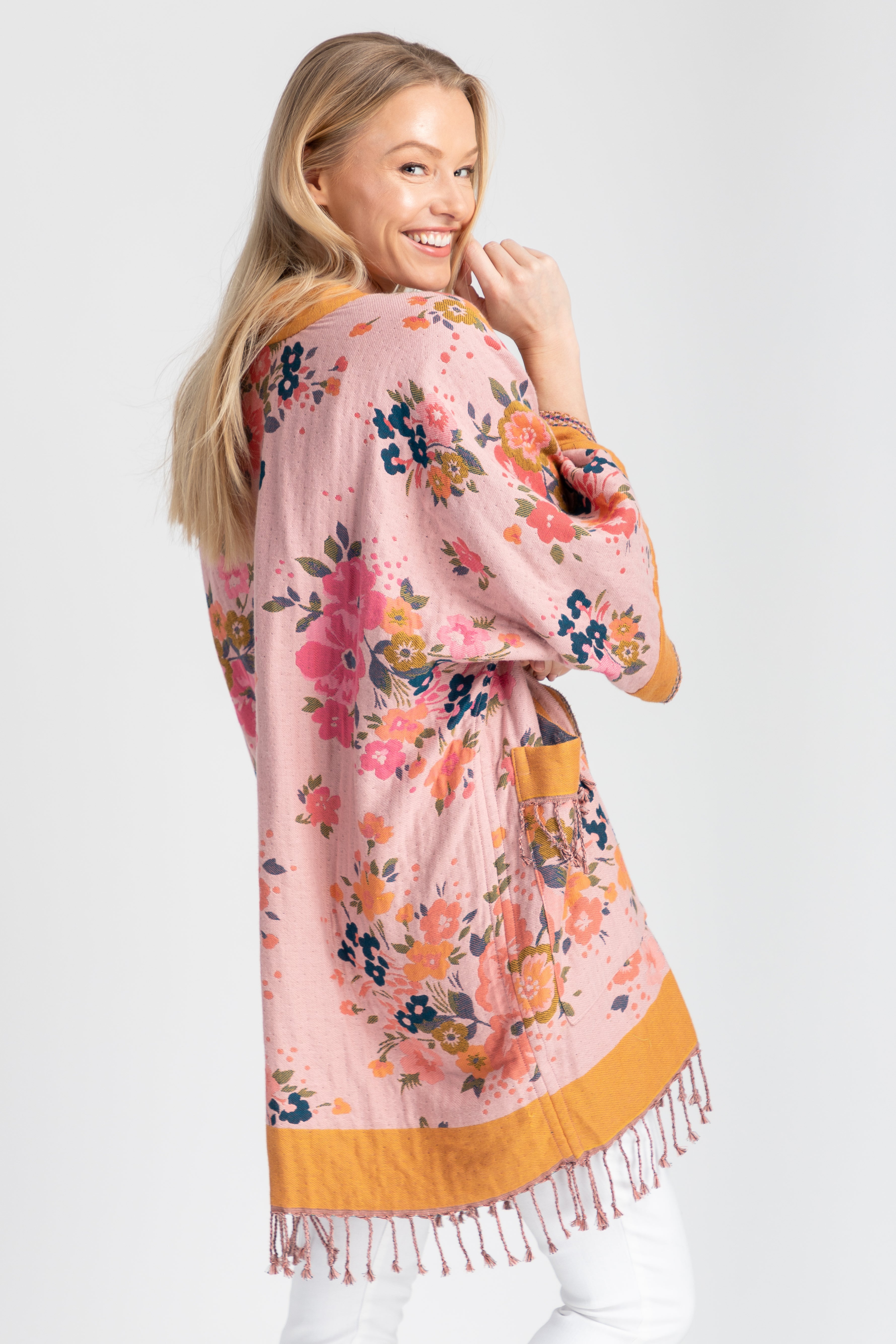 Kirkville Floral Kimono Robe - Women's Lightweight Bathrobe with Pockets - Perfect for Spa, Lounging & Bridal Party Gifts