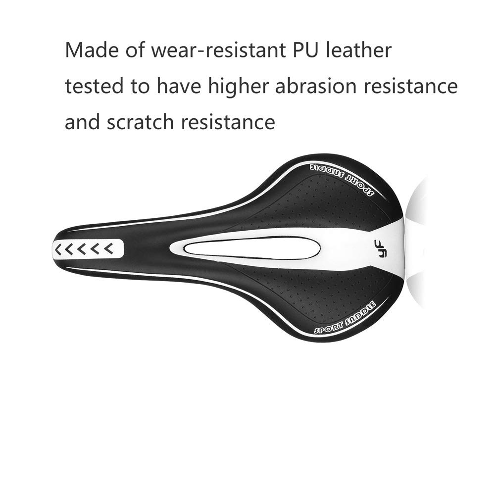 Comfortable Hollow Bike Seat - Breathable Soft Road & Mountain Bicycle Saddle for MTB, Folding, Exercise Bikes (Black/White) | Perfect for Long Rides, Commuting & Outdoor Adventures