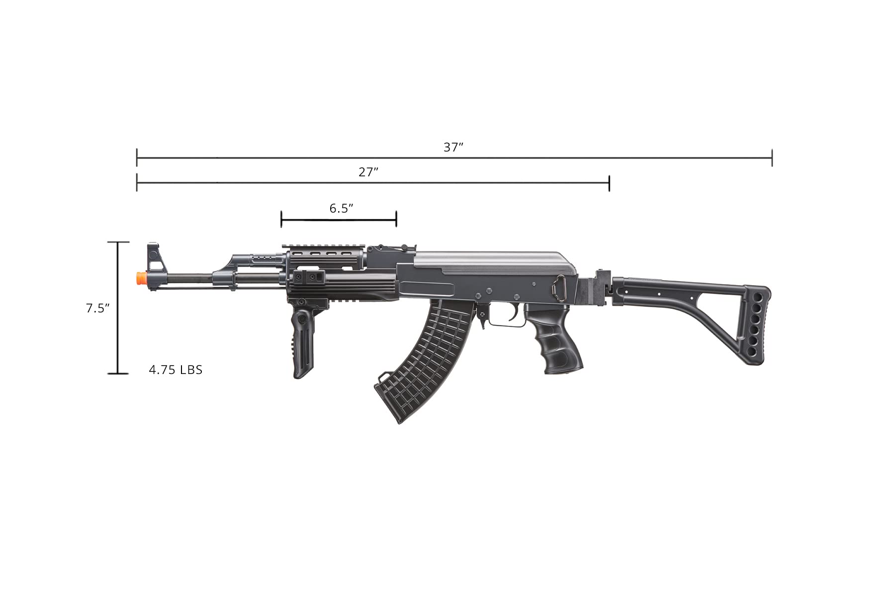 365 FPS DE Airsoft AK-47 AEG Rifle with Side Folding Stock - Includes Battery & Charger (Black) | Perfect for Tactical Training, Airsoft Games & Outdoor Shooting Practice