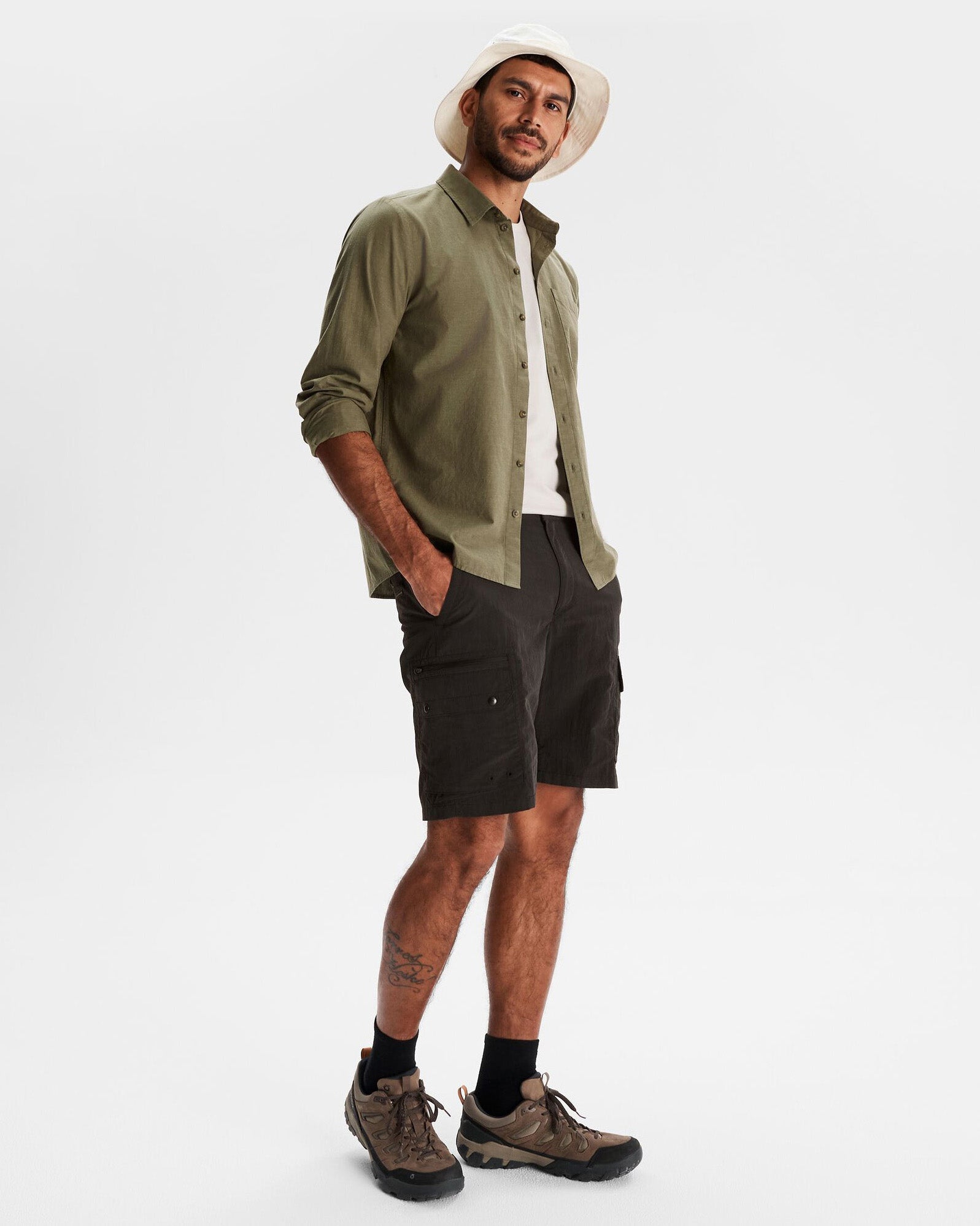 Men's Flaxton LT Long Sleeve Shirt - Breathable Quick-Dry Moss Green Button-Up for Hiking & Outdoor Adventures