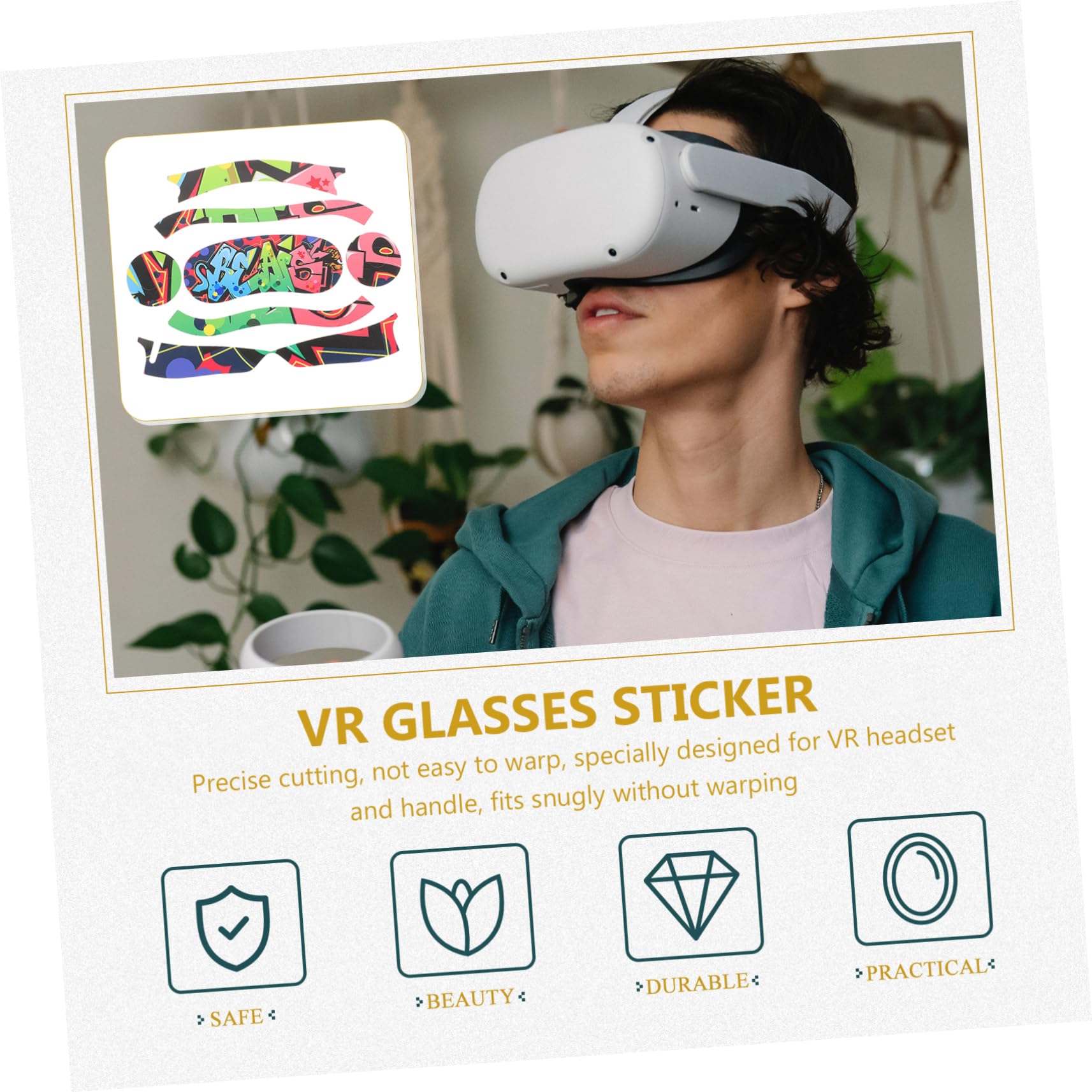 TINEASUR Protective VR Glasses Sticker - 4-Pack PVC Decals for VR Headset & Controller - Easy to Apply - Perfect for VR Gaming, Entertainment & Device Protection