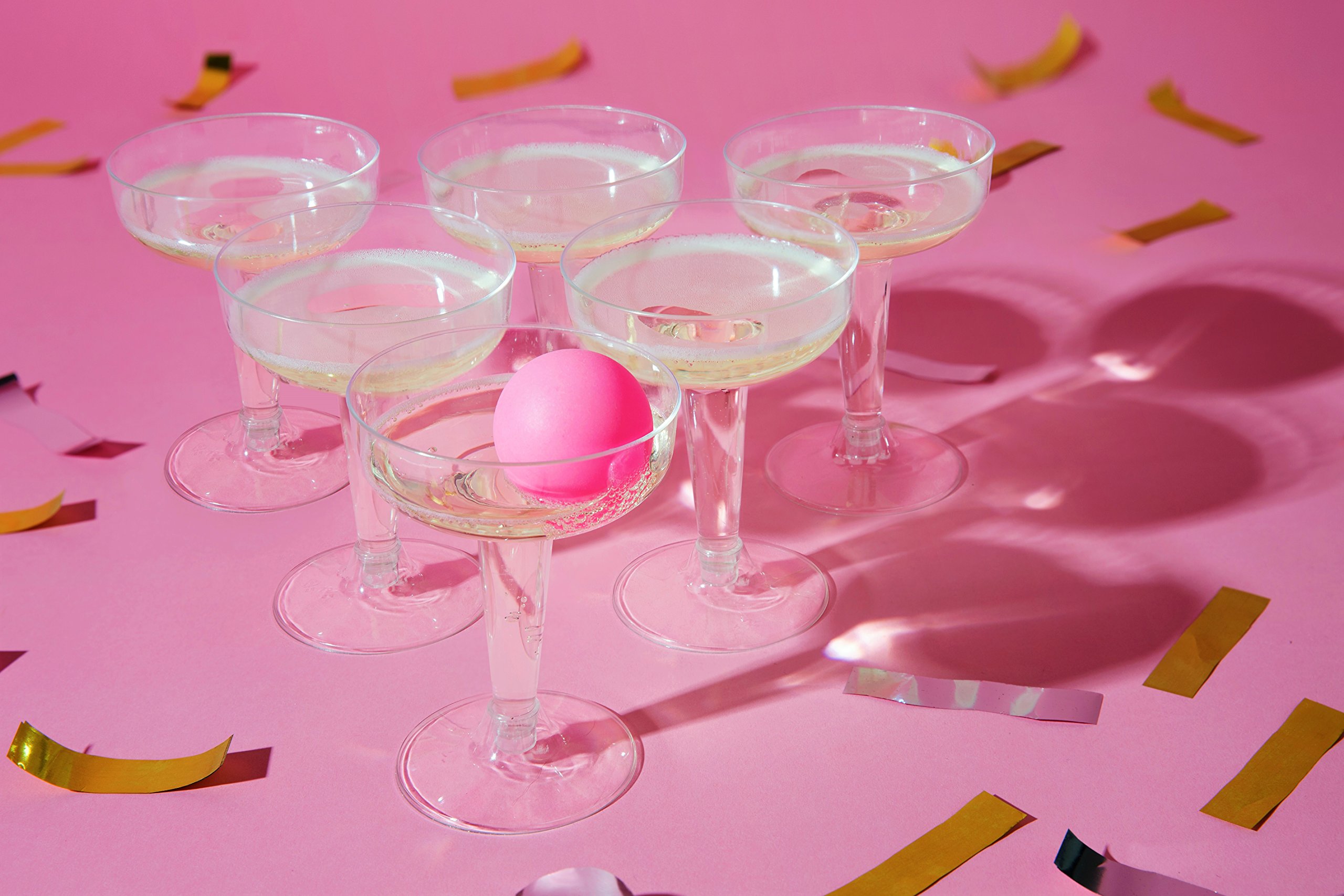Talking Tables Prosecco Pong Drinking Party Game Set with 12 Glasses & Balls - Fun Adult Drinking Game for Bachelorette Parties, Girls Night Out, Birthday Celebrations, Bridal Showers, New Year's Eve & Christmas Gatherings - Perfect for Cocktail Parties & Social Events