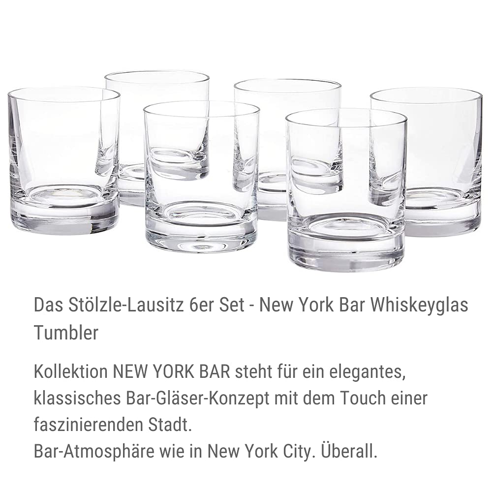 Stoelzle Lausitz New York Bar Tumbler Glass - 6.4 oz (190ml) Small Whiskey Glass for Cocktails, Bourbon, Scotch - Perfect for Home Bar, Parties & Gifts