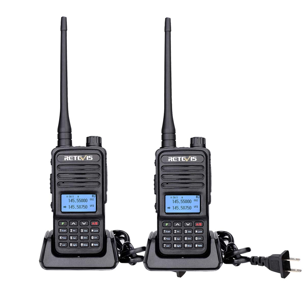 Retevis RT85 Long Range High Power Ham Radios - Dual Band Walkie Talkies with VFO, DTMF & VOX - Emergency Preparedness Handheld Radios with Flashlight - Perfect for Camping, Hunting & Family Survival Gear (2 Pack)