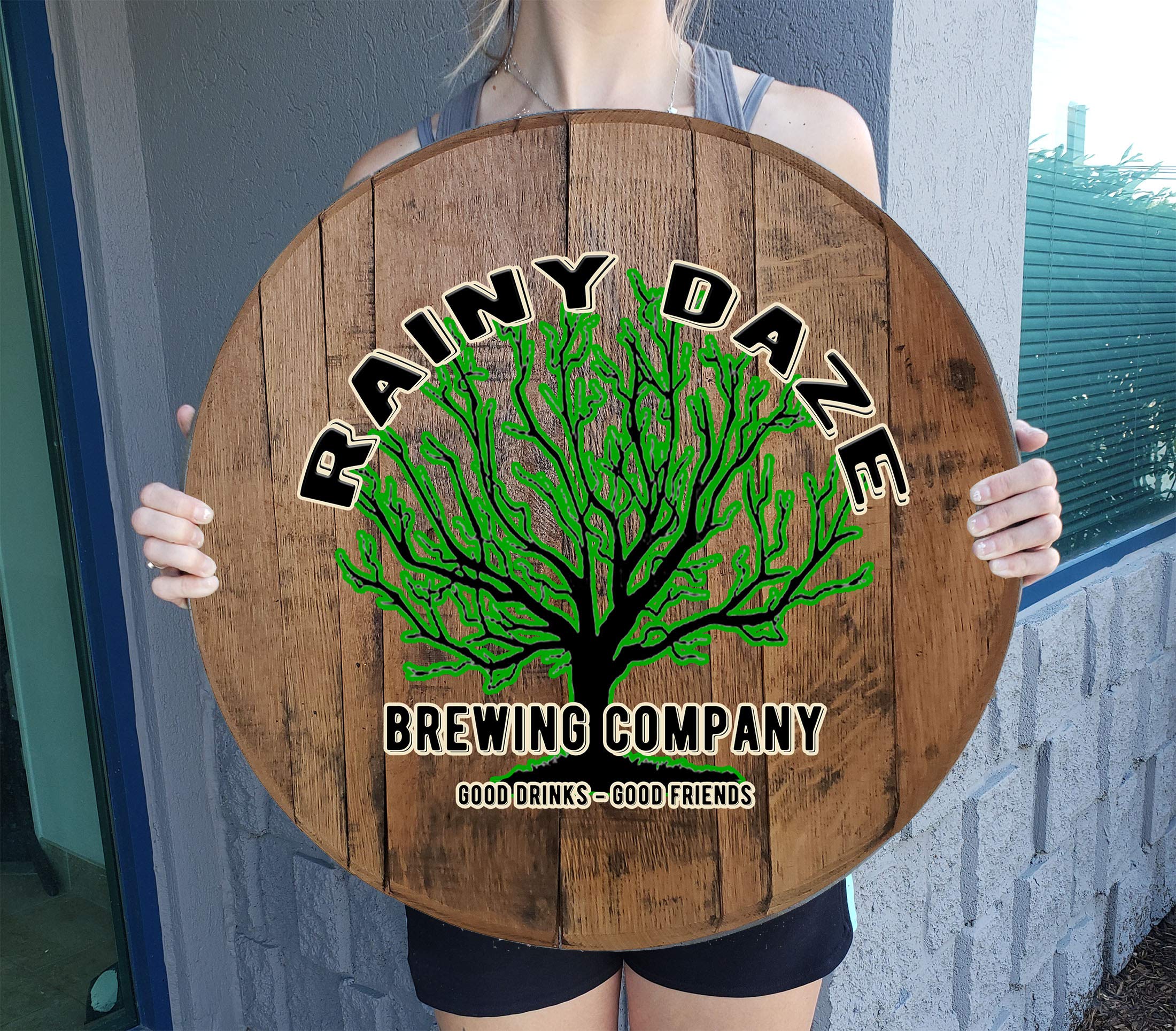 Personalized Funny Beer Sign - Rustic Whiskey Barrel Lid Wall Art - Natural Wood Brown 22 Inch - Perfect for Man Cave, Home Bar & Brewery Decor - Unique Gift for Beer Lovers