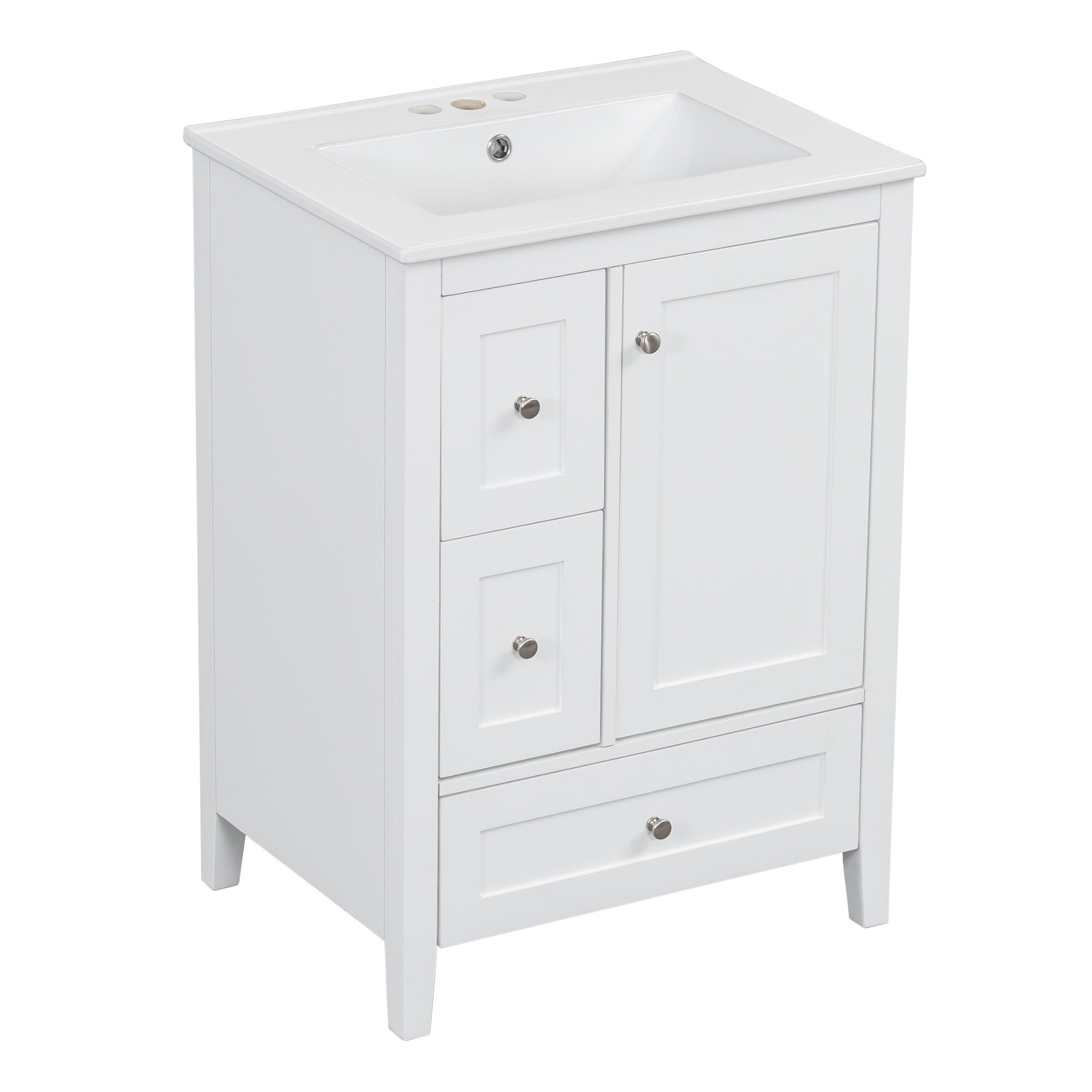 24 Inch Bathroom Vanity with Storage - Adjustable Shelf & Removable Dividers, MDF & Rubberwood Construction, Dark Green Finish for Modern Bathroom Decor