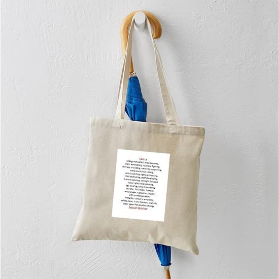 Social Worker Tote Bag - Natural Canvas Reusable Shopping Bag for Professionals | Eco-Friendly Grocery & Work Commute Tote | Perfect for Social Workers, Nurses & Teachers