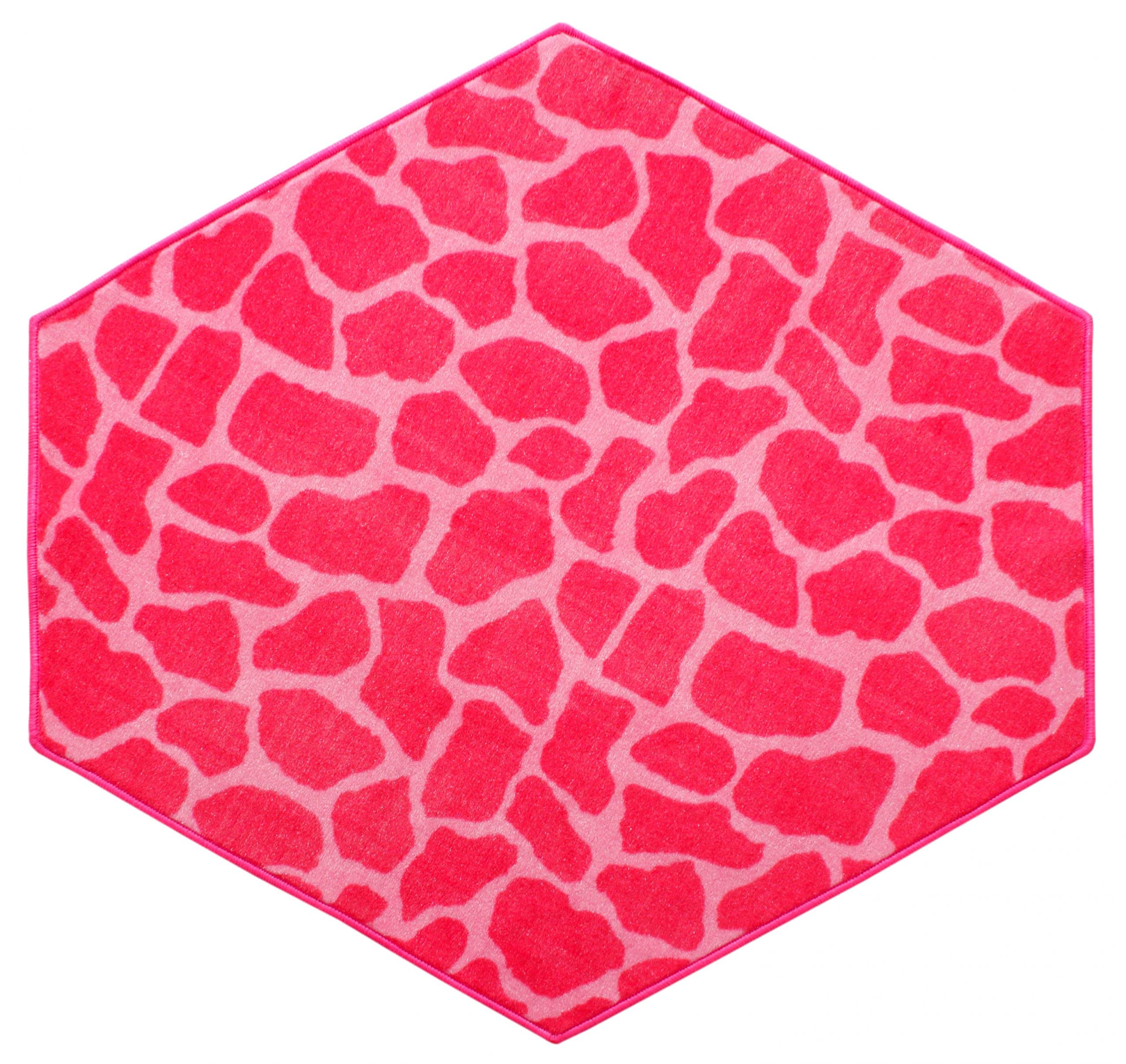 Stylish Giraffe Print Hexagon Area Rug - Soft Animal Print Rug for Nursery, Playroom & Living Room | Pet-Friendly & Kid-Safe Non-Slip Rug | 5' Hexagonal Floor Mat for Home Decor