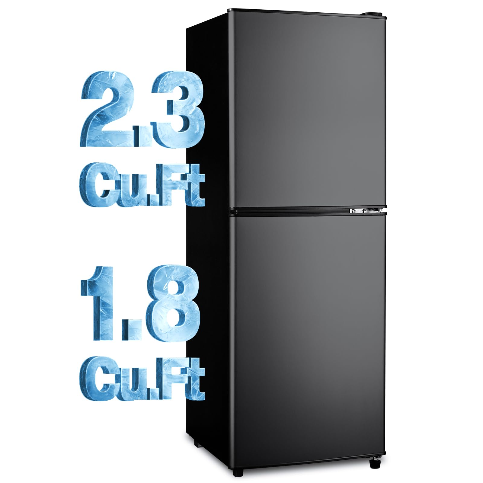 4.1 Cu.Ft Mini Fridge with Bottom Freezer & Drawer - 2 Door Compact Refrigerator with 7 Adjustable Temp Settings - Perfect for Bedroom, Dorm, Office & Small Apartments - Large Capacity Black Mini Fridge for Drinks, Snacks & Meal Storage