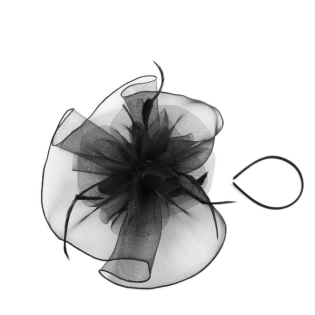 Elegant Women's Fascinator Hat with Flower & Feather - Mesh Tea Party Hairband for Weddings, Races & Special Occasions