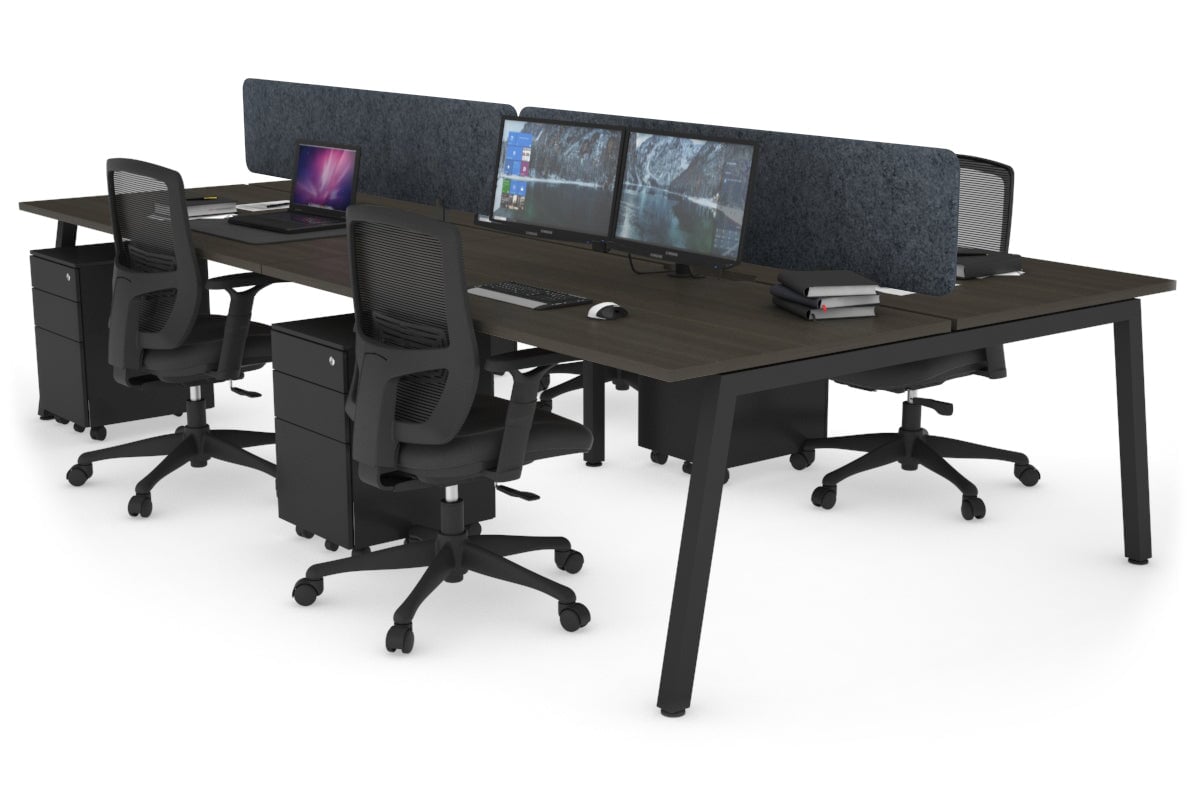 Quadro 4-Person Office Workstation Desk - 1200L x 800W with Cable Management Scallop - Perfect for Collaborative Workspaces, Team Meetings & Open Office Environments