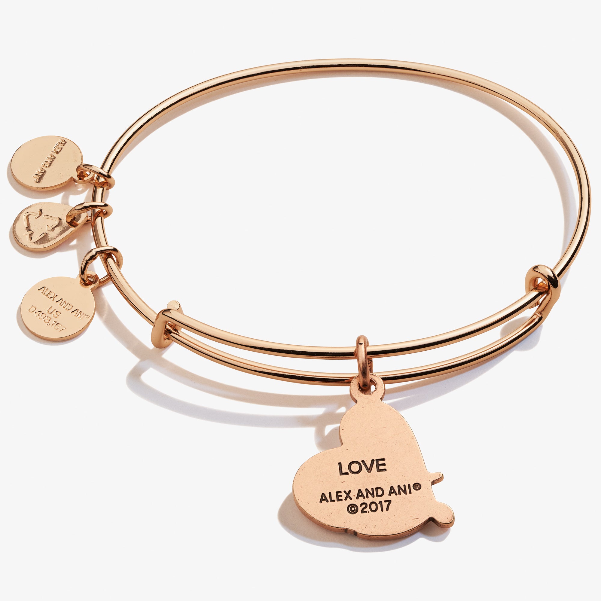 Love Charm Bangle Bracelet - Sterling Silver Adjustable Romantic Jewelry Gift for Women - Perfect for Valentine's Day, Anniversary & Special Occasions