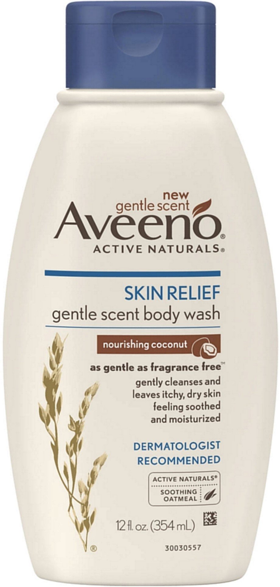 Aveeno Skin Relief Gentle Scent Nourishing Coconut Body Wash 12 fl oz (Pack of 12) - Moisturizing & Soothing for Dry, Sensitive Skin - Perfect for Daily Shower & Bath Use