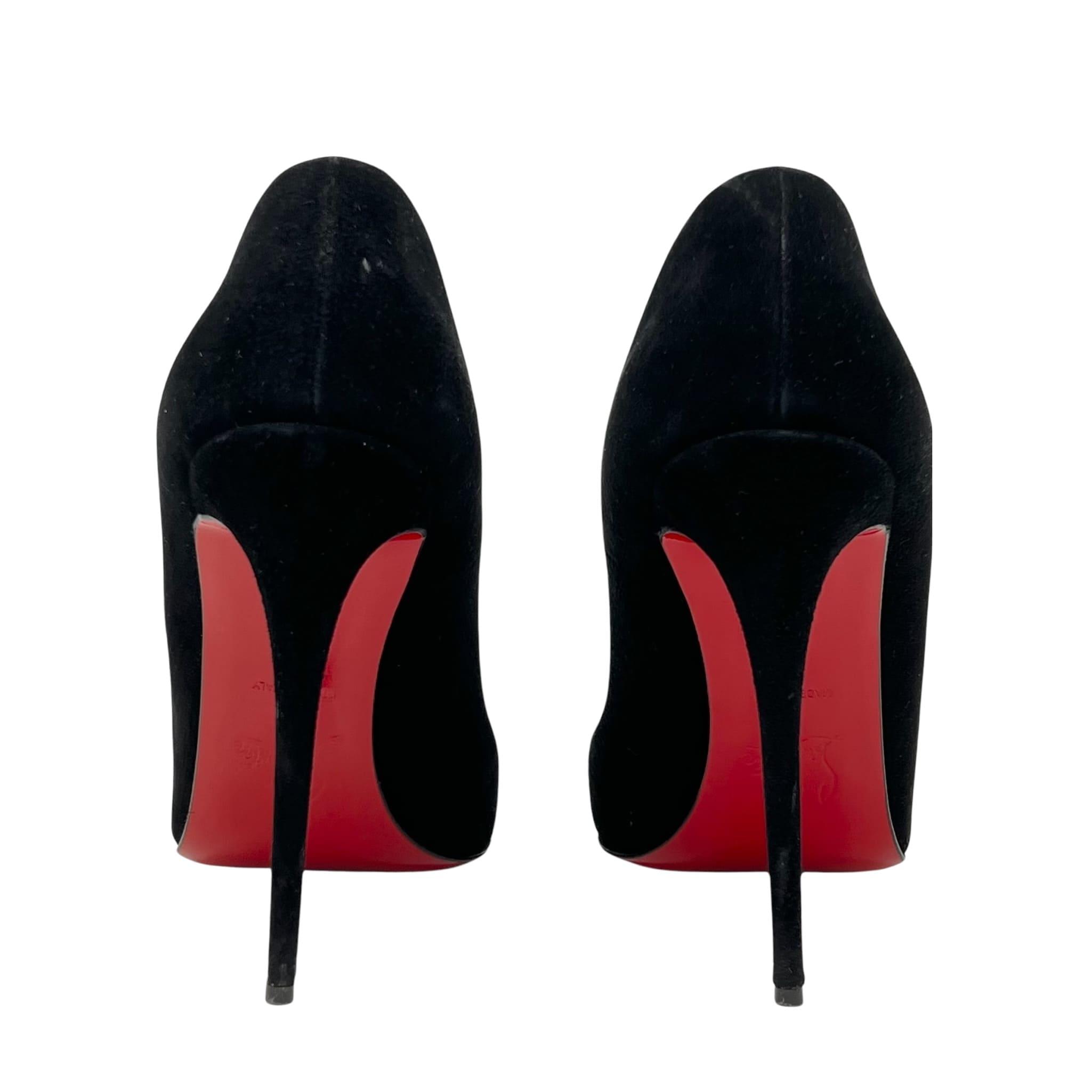 Christian Louboutin Black Suede GEO Spike Pumps Women's High Heels Size 38 - Perfect for Evening Parties, Weddings & Special Occasions