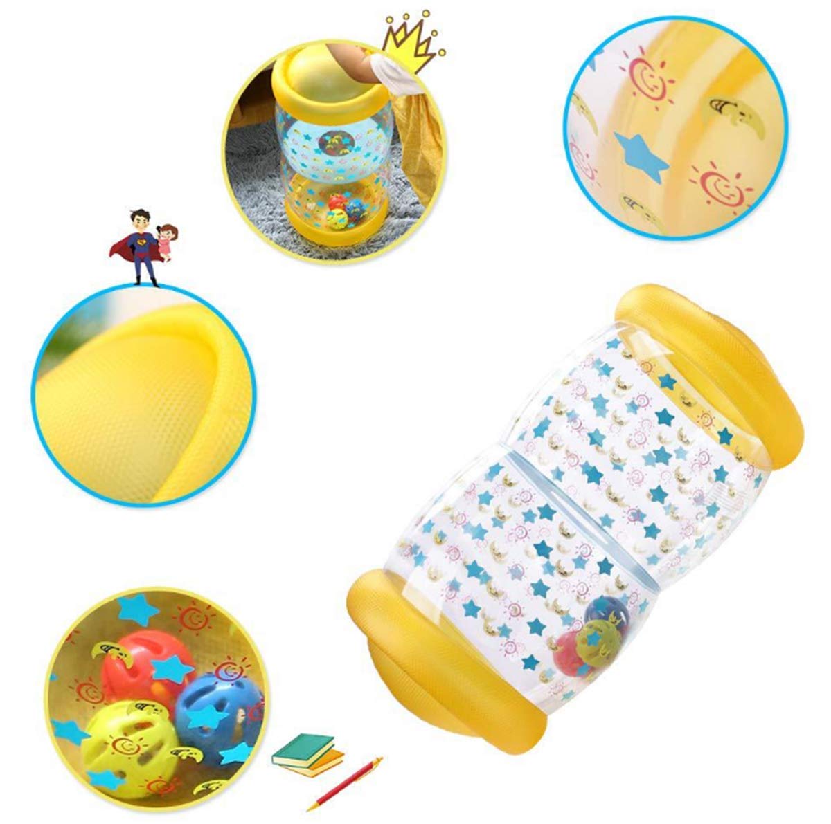 Interactive Baby Crawling Toy - Sensory & Motor Skills Development for Infants - Hearing & Touch Stimulation - Muscle & Coordination Exercise (Yellow) - Perfect for Playtime & Early Learning Activities