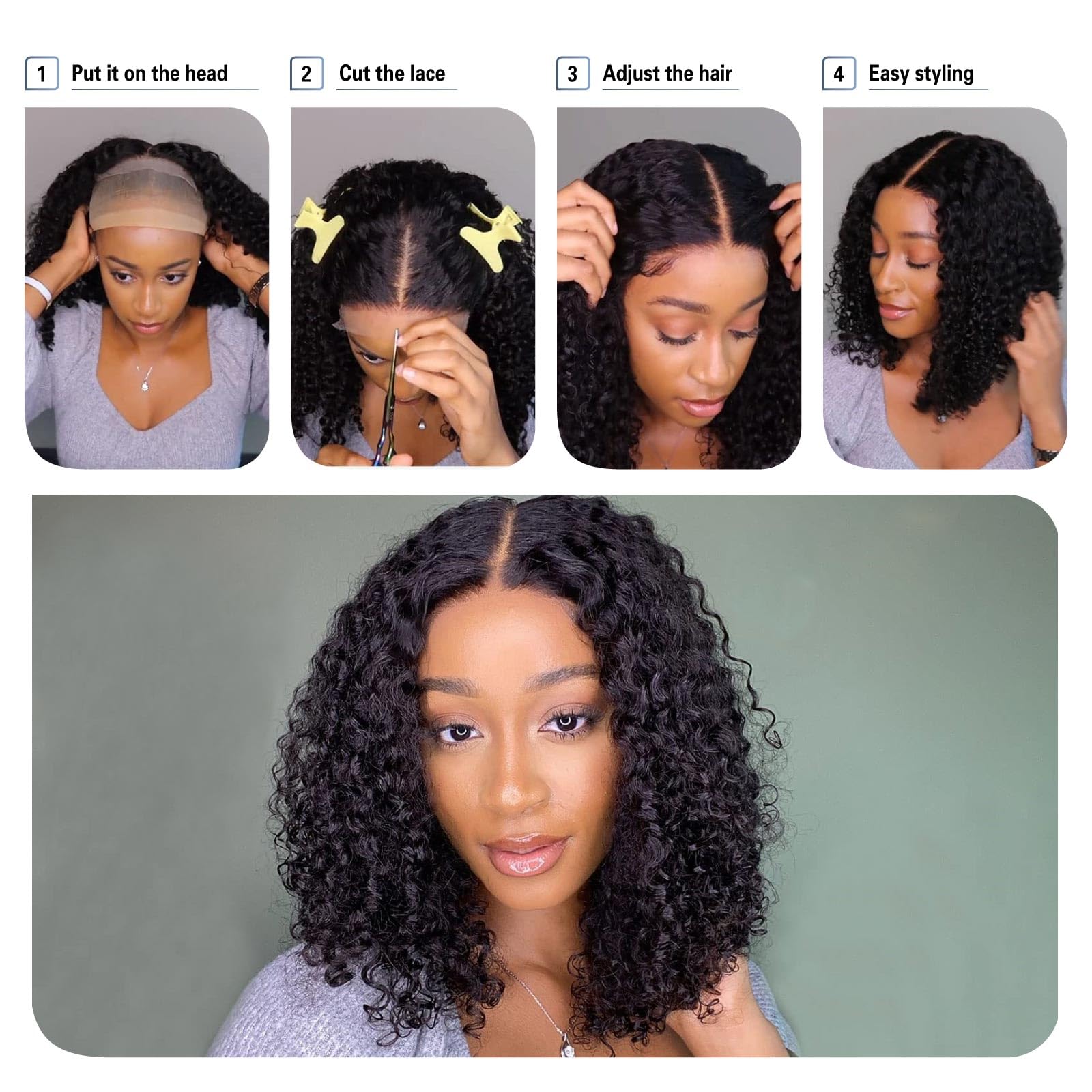 13x4 Deep Wave Lace Front Wigs Human Hair 180% Density | Pre Plucked HD Lace Curly Wigs for Black Women | Wet & Wavy Human Hair Frontal Wig with Baby Hair | Perfect for Daily Wear, Parties & Special Occasions
