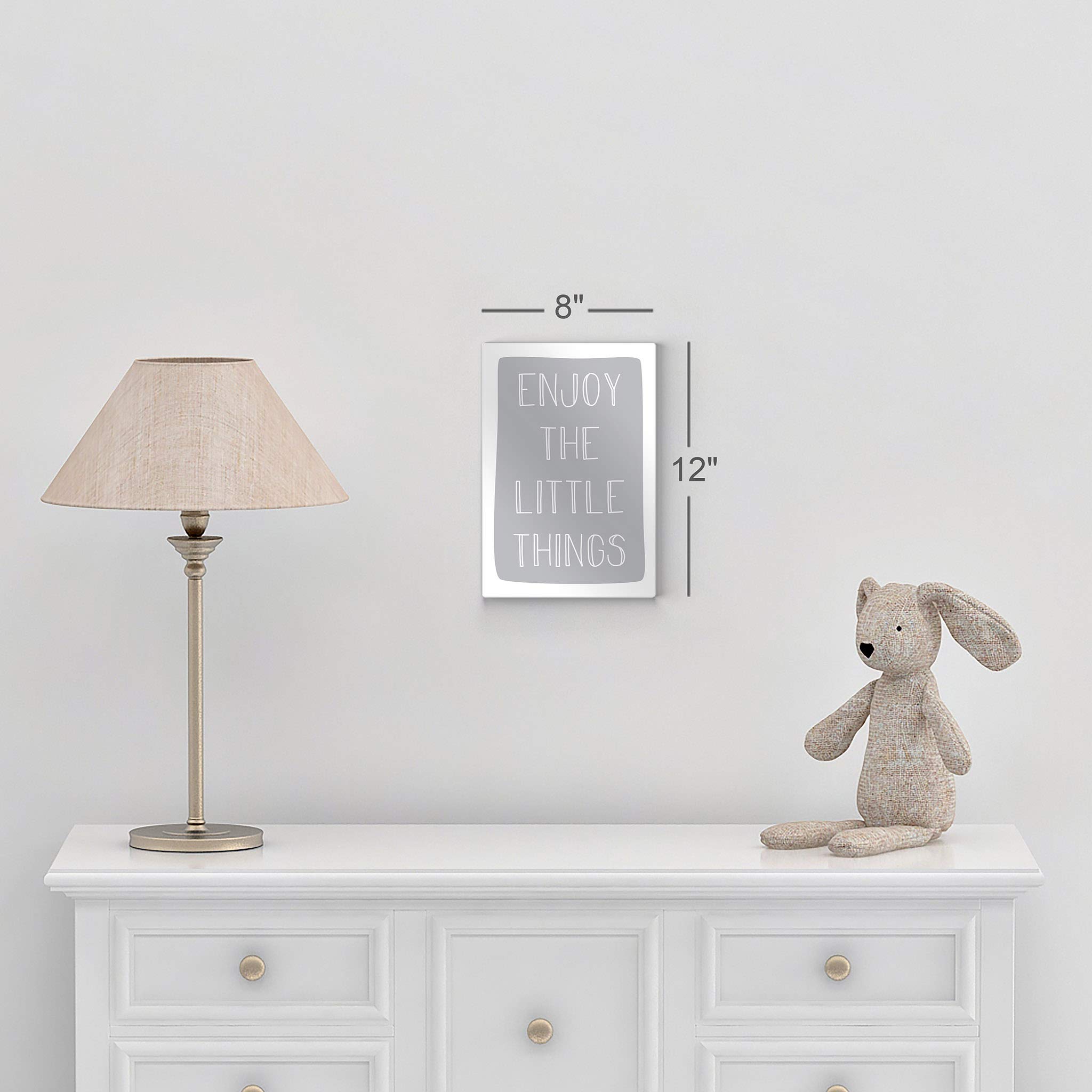 Smile Art Design 'Enjoy The Little Things' Lettering Blue Background Metal Print - 40x30 Inch Kids Room Decor, Nursery Wall Art, Baby Room Decoration | Made in USA | Perfect for Bedroom, Playroom & Gift Ideas