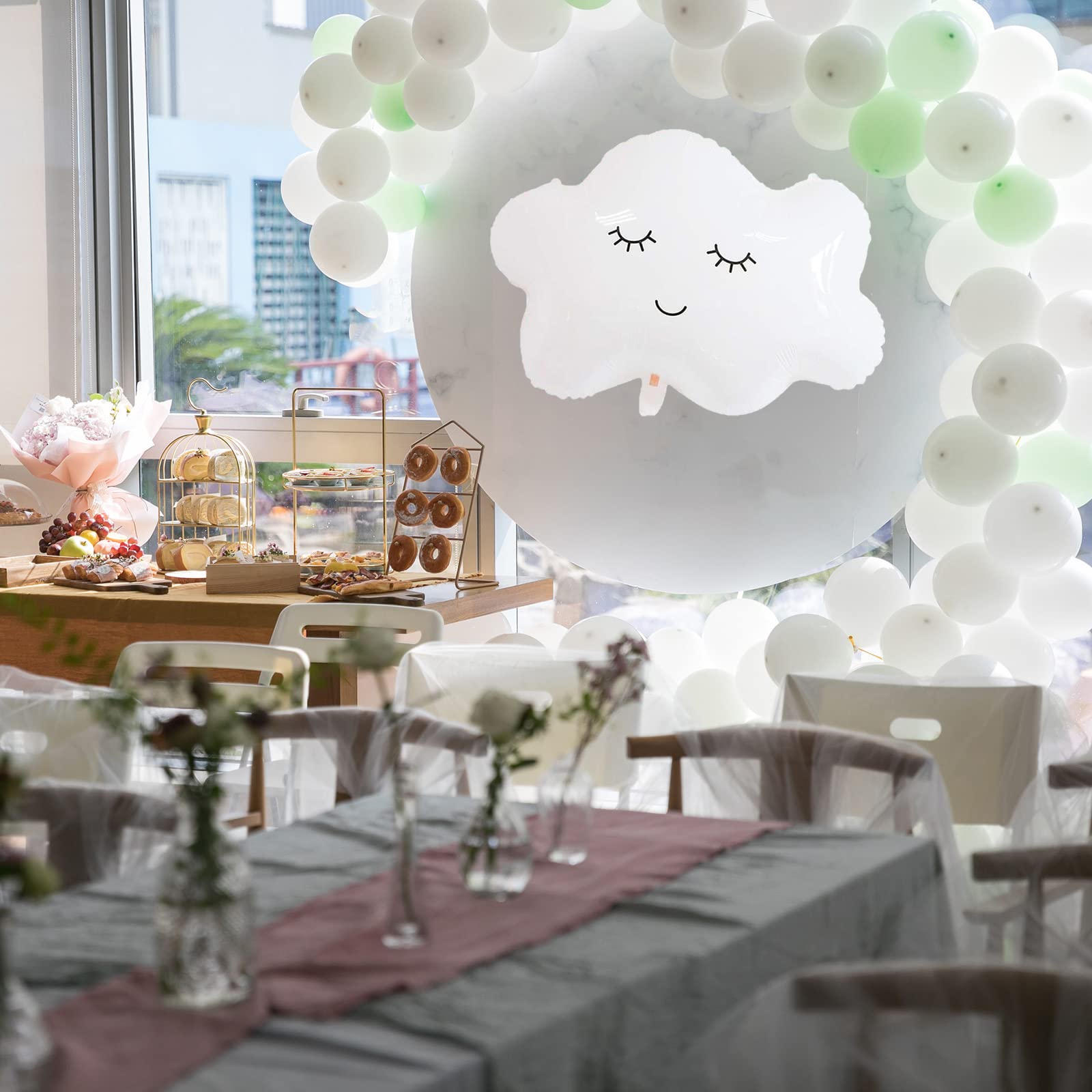 White Cloud Shaped Foil Balloons - 6pcs Smile Face Mylar Balloons for Wedding, Birthday & Christmas Party Decorations | Perfect for Baby Showers, Gender Reveals & Indoor/Outdoor Events