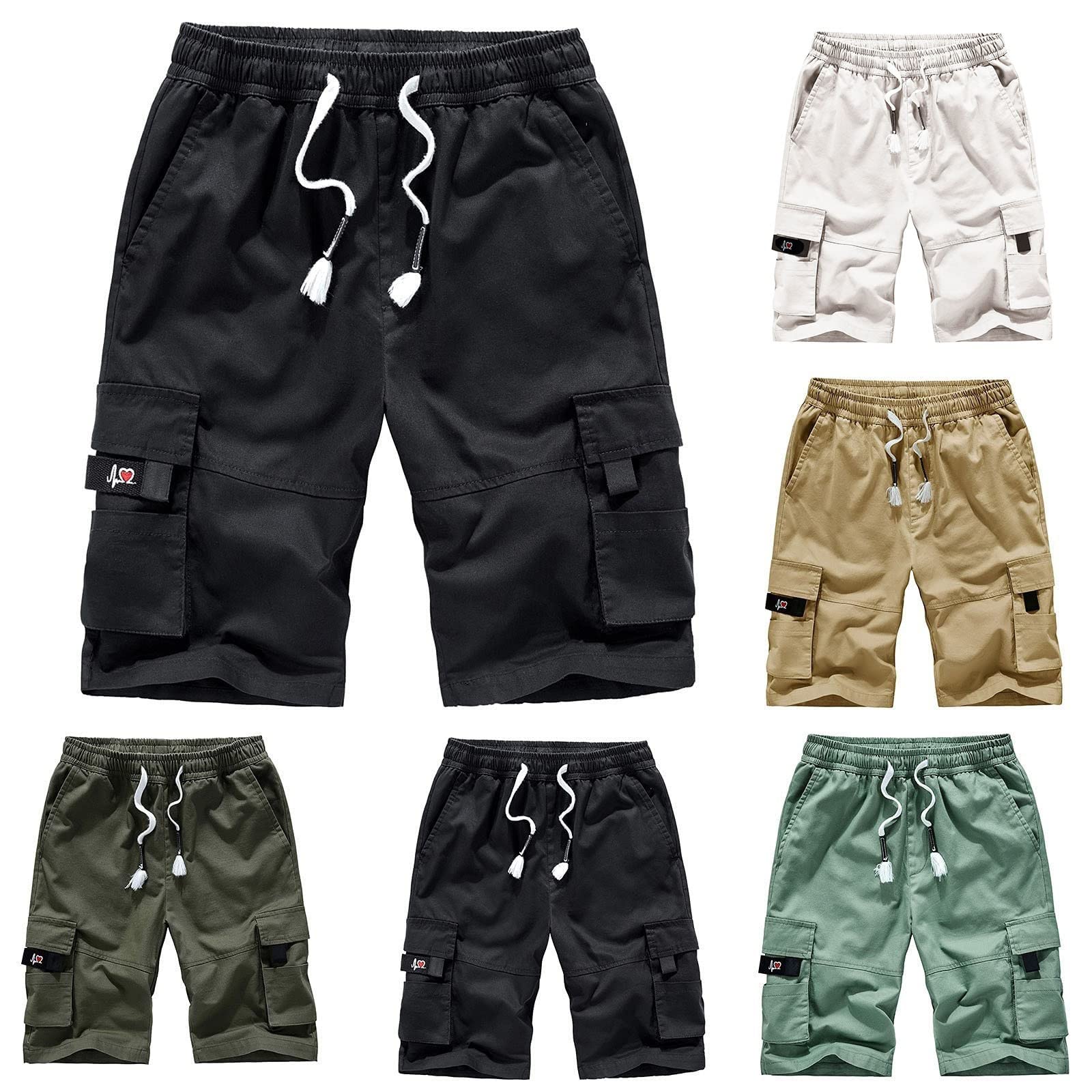 **SHOPESSA Men's Cargo Shorts - Relaxed Fit Stretch Jean Pants with Drawstring | Hiking, Travel & Casual Beach Wear for Summer Outdoor Activities**