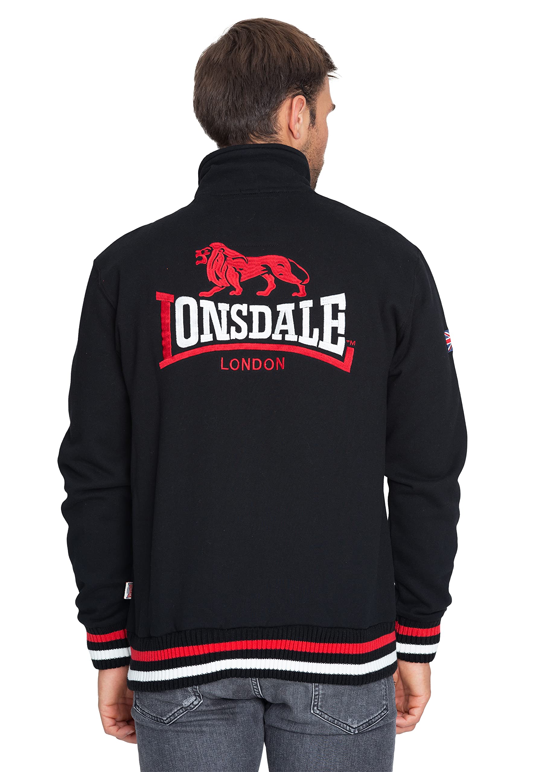 Lonsdale Men's Zip-Up Sweater Dover - Black XXL | Casual & Athletic Wear for Gym, Running & Outdoor Activities